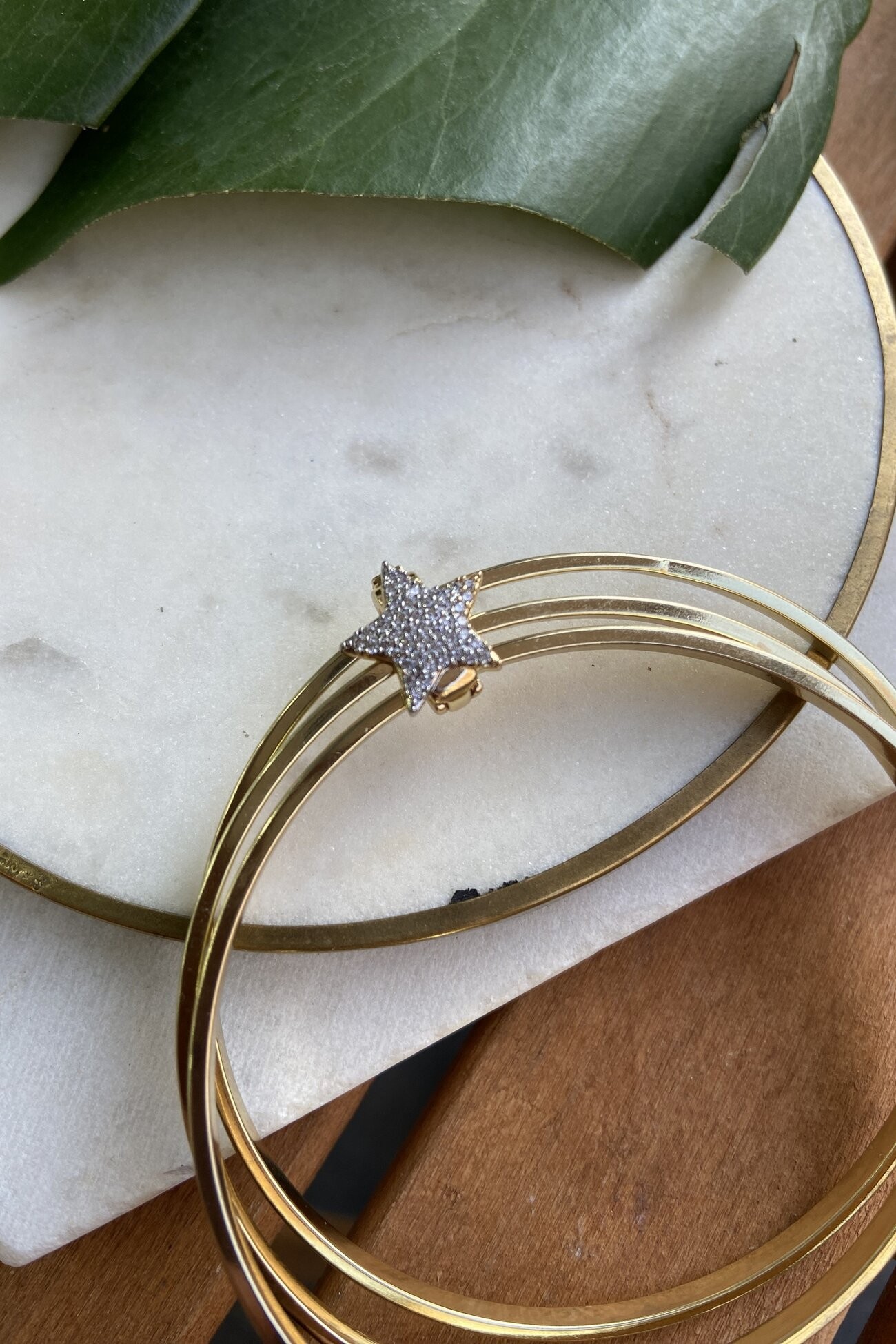 14K Altın Kaplama Taşlı Yıldız Charm