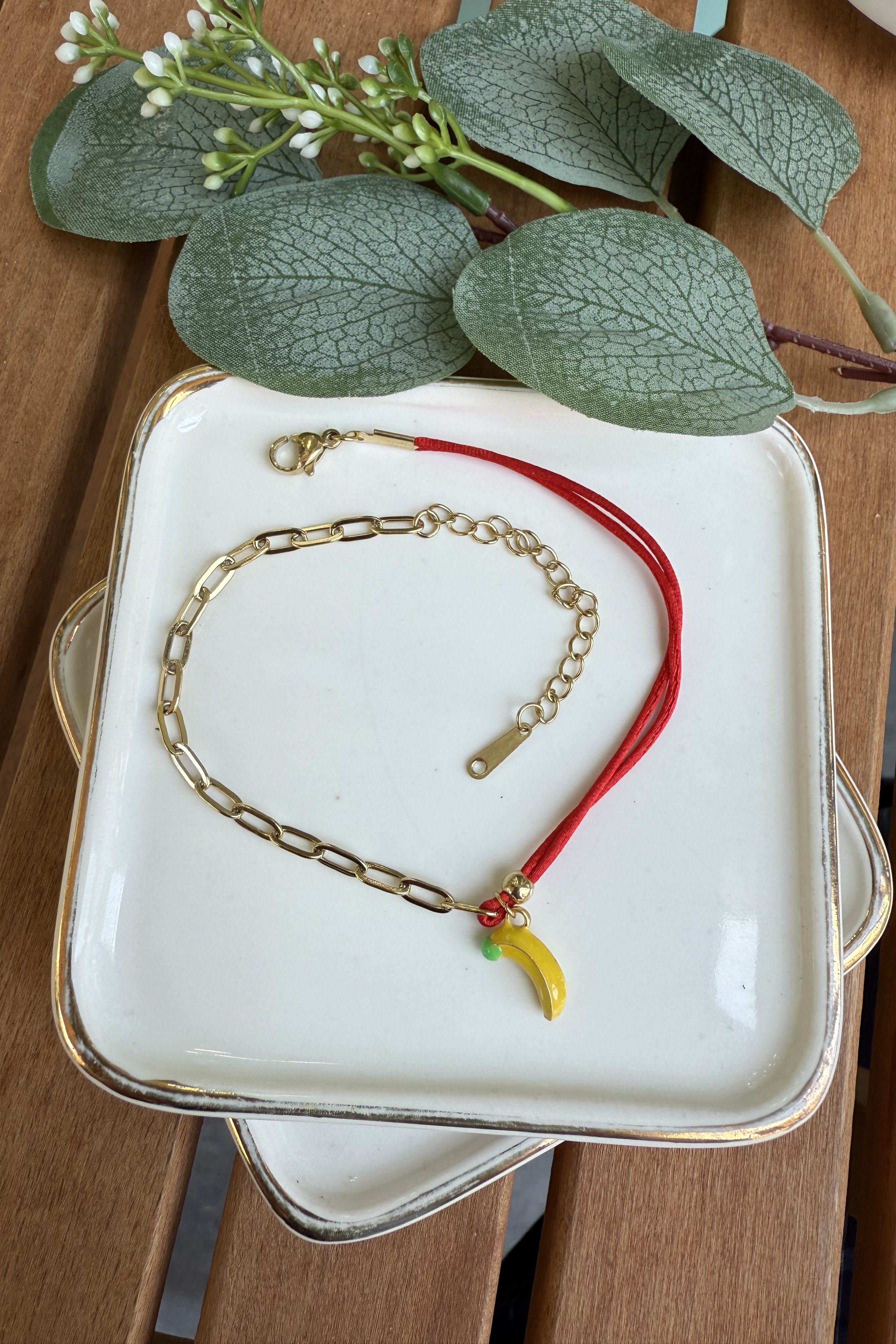 Çelik Kırmızı İpli Muz Halhal 21+5cm