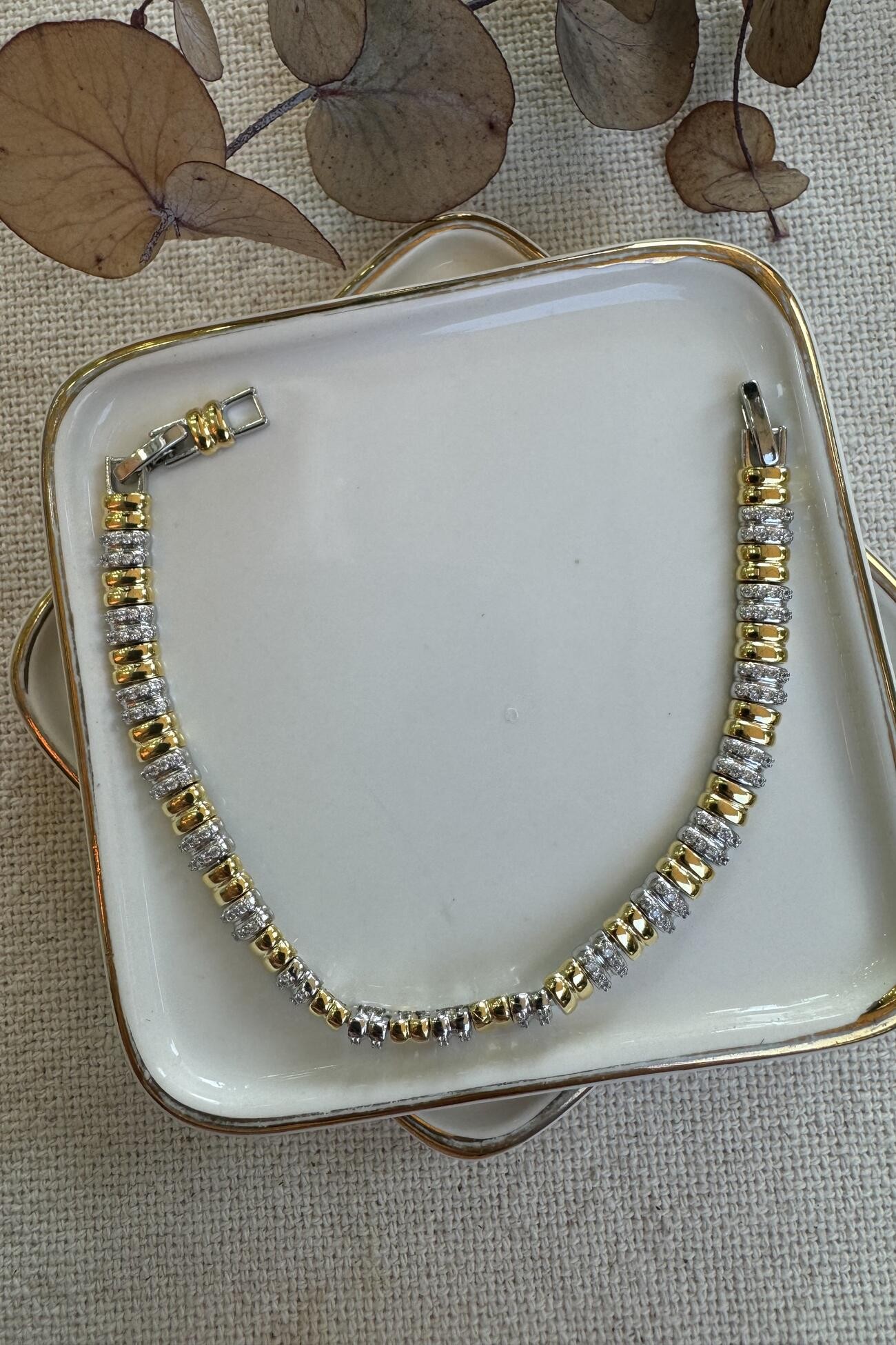 14K Altın Kaplama Leda Bileklik 18+2cm