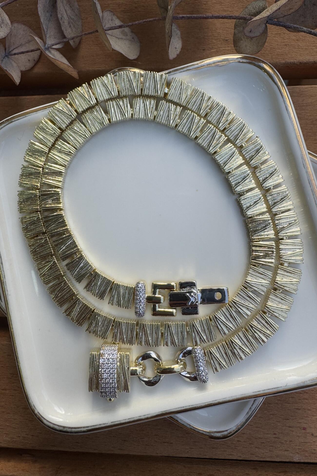 14K Altın Kaplama Özel Kapamalı Marka Kolye 45cm