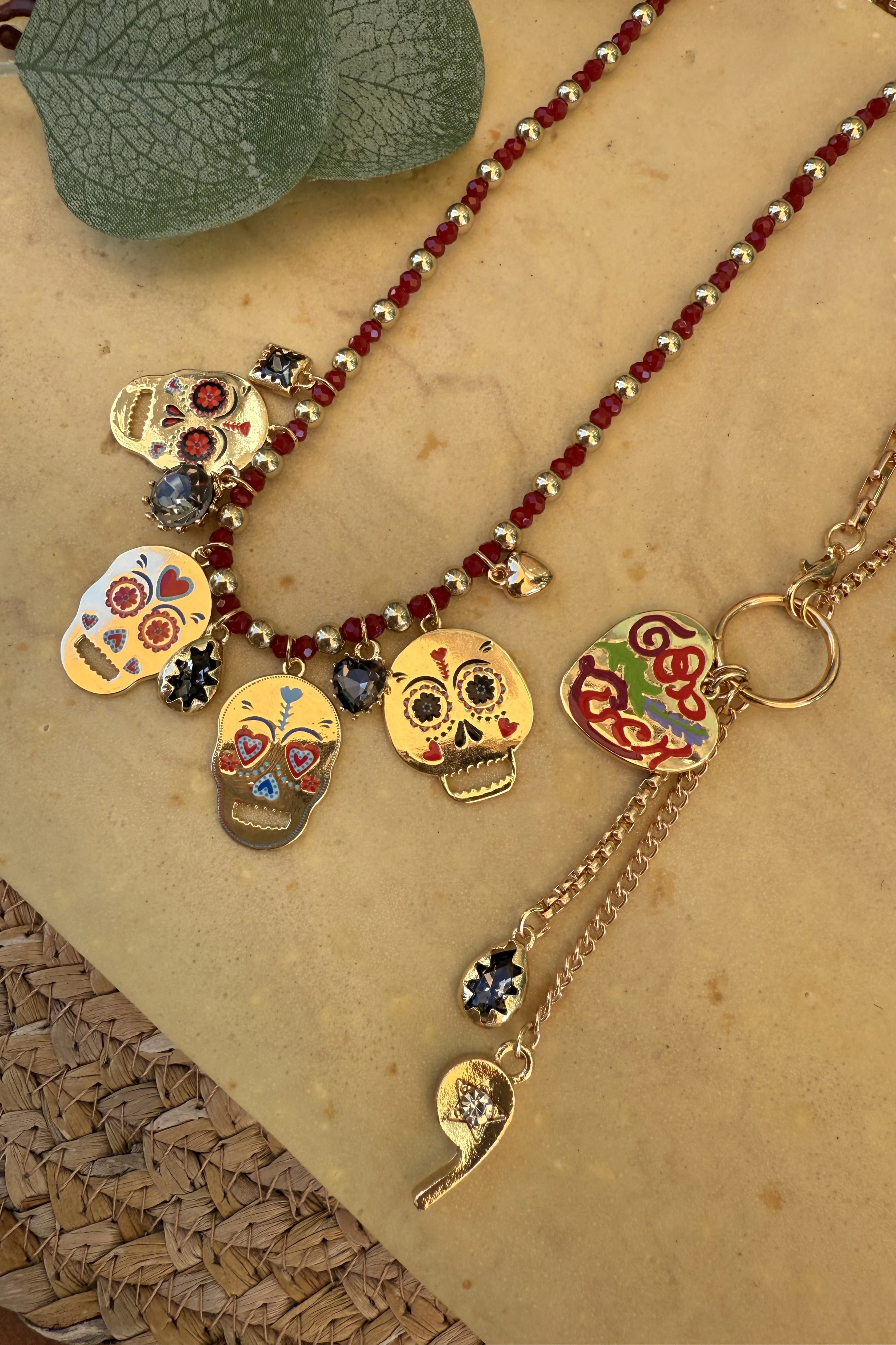 ZR Model Etnik Detaylı Kuru Kafa Motifli 2'li Kolye Seti (53-56cm)