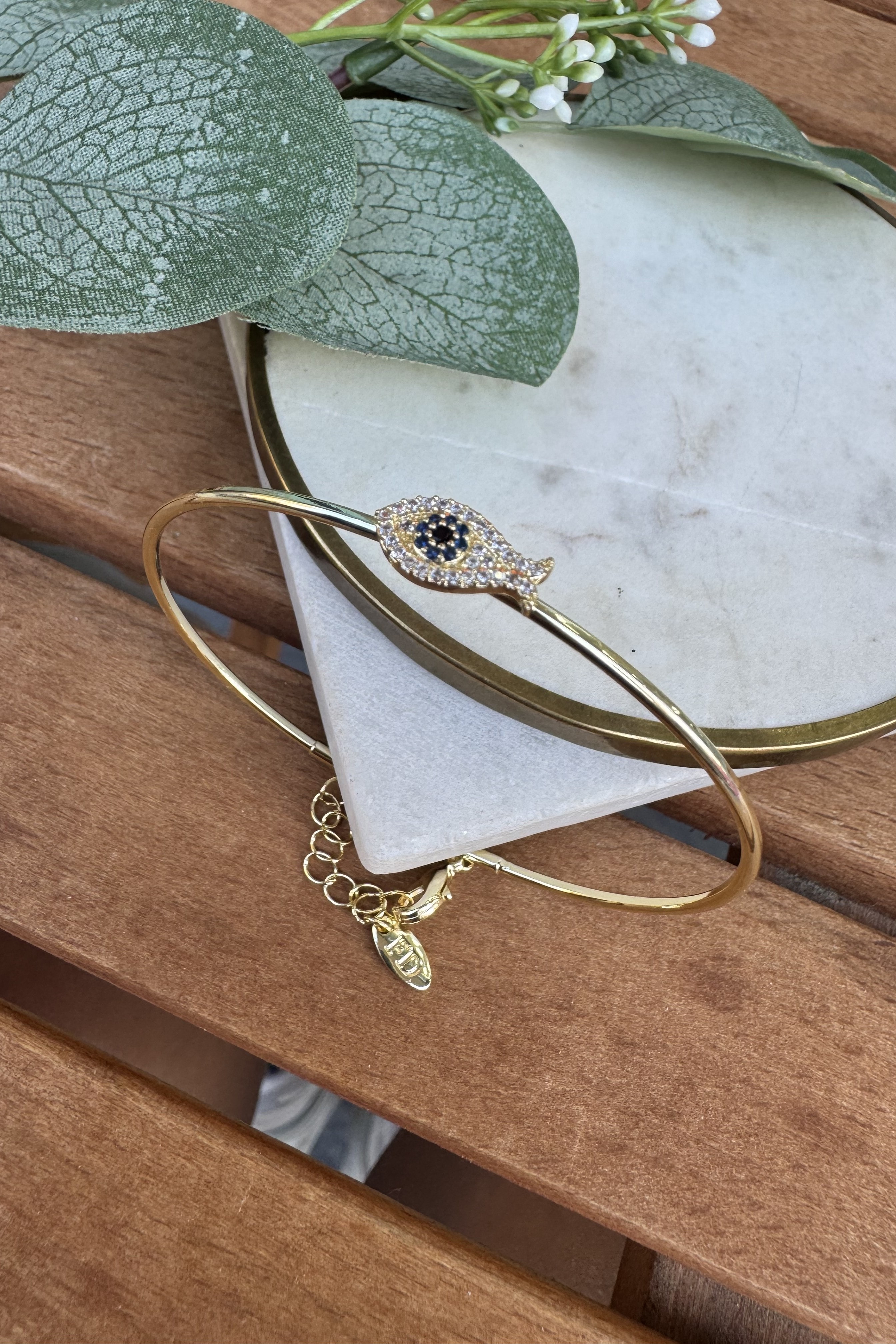 14K Altın Kaplama Minimal Balık Bilezik