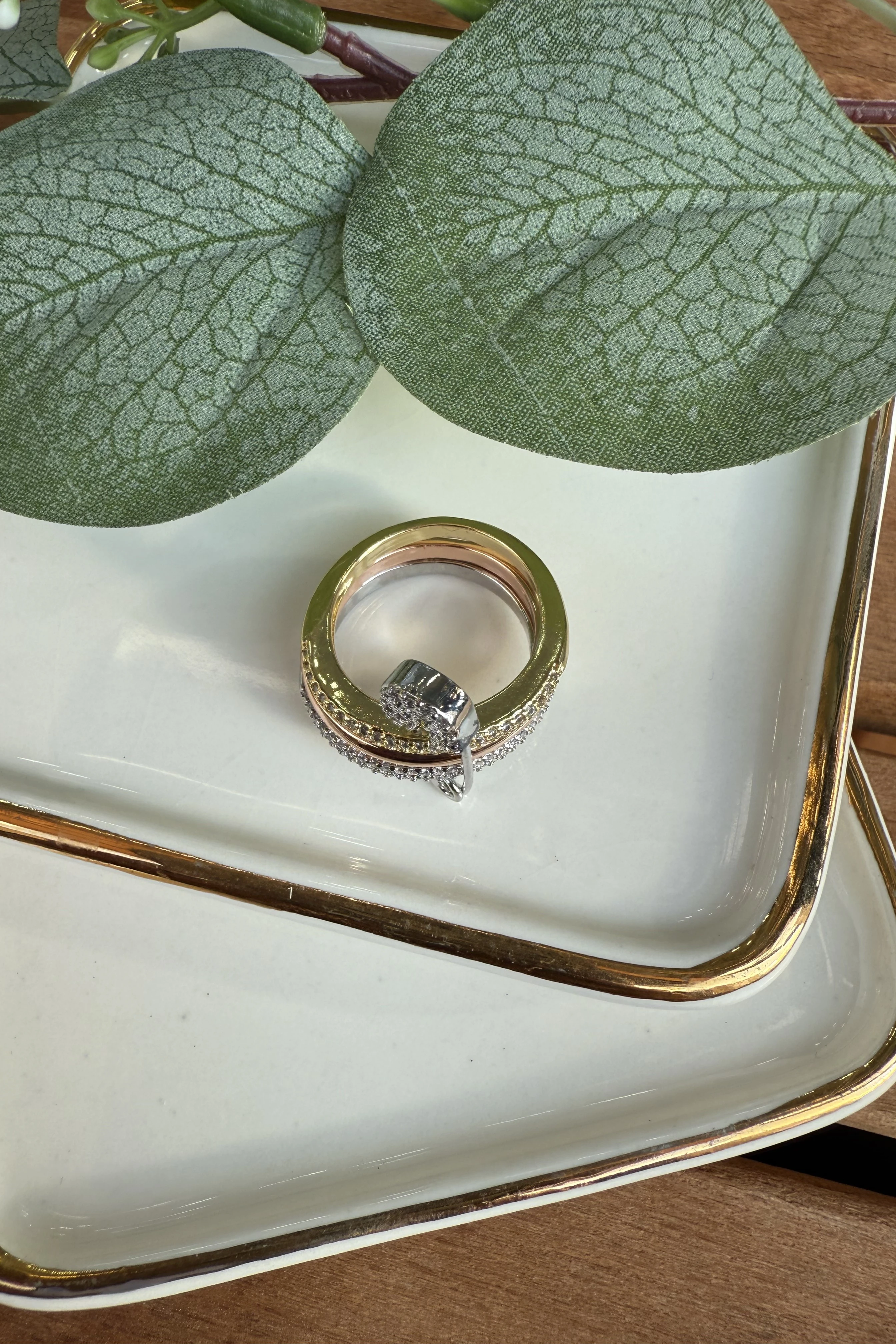 14K Altın Kaplama Gold&Silver&Rose Marka Yüzük