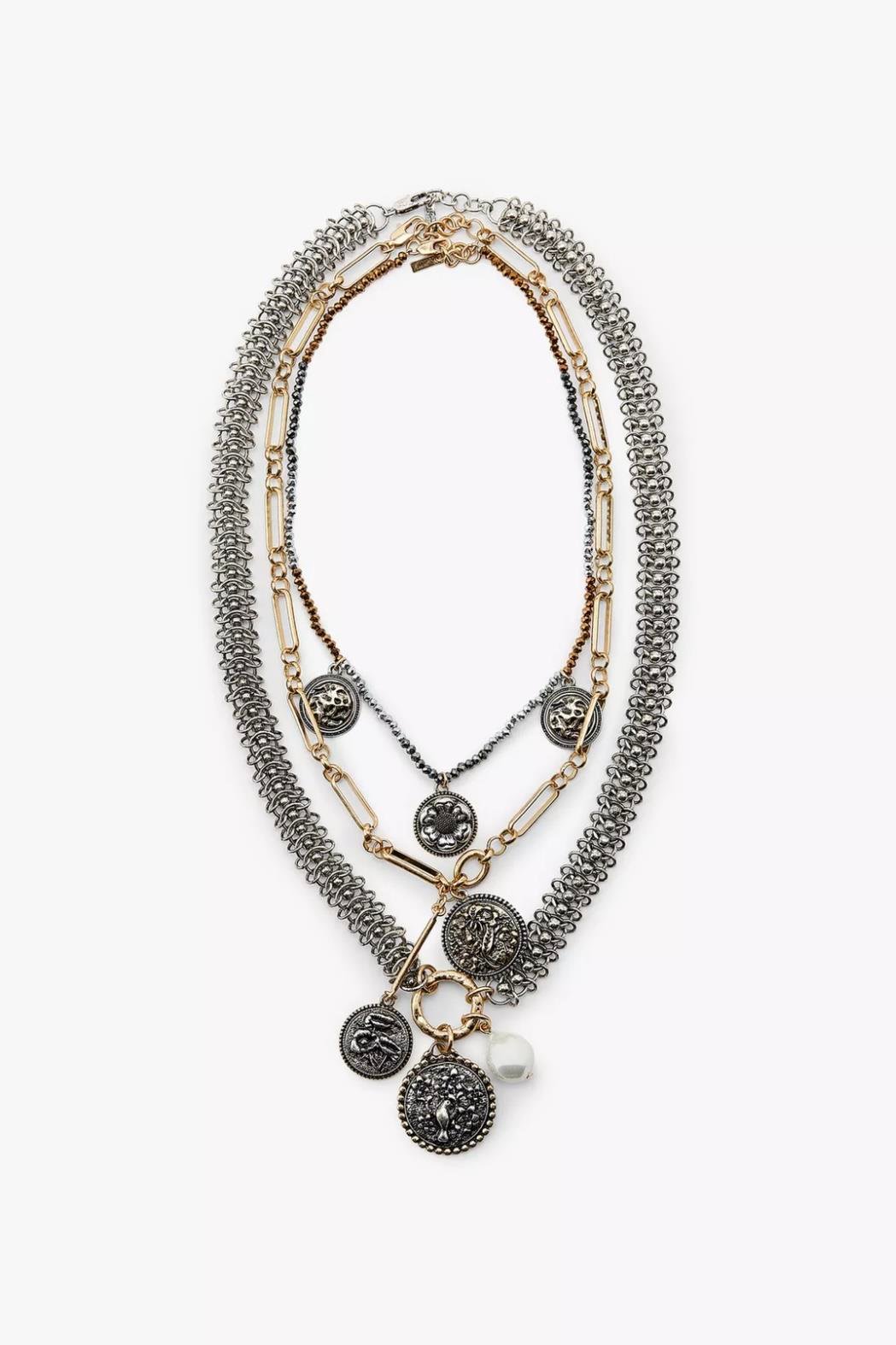 ZR Model Antik Charmlı 3'lü Kolye Seti (47+60+65cm)