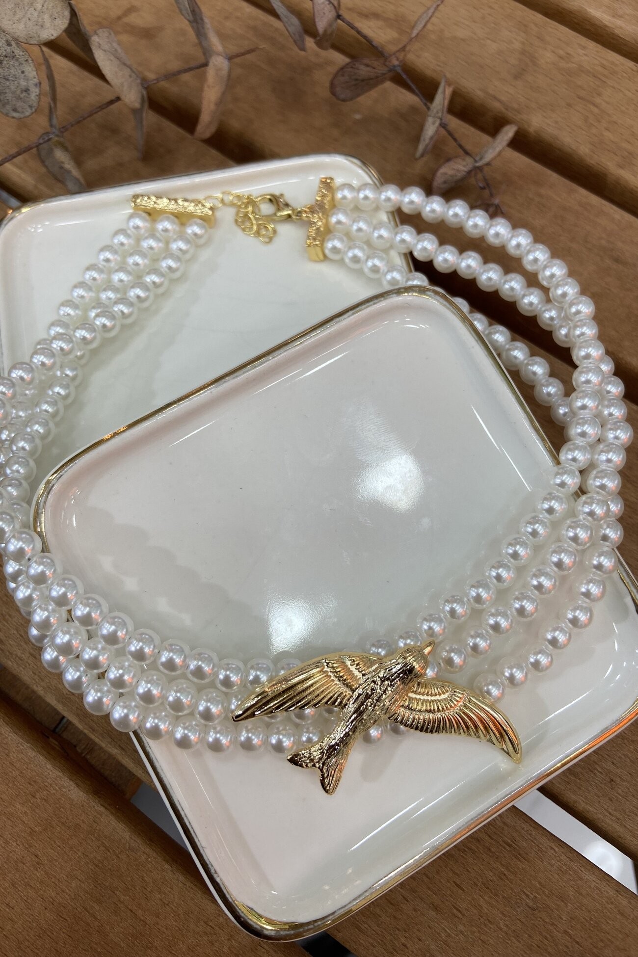 İncili Albatros Choker Kolye 38cm