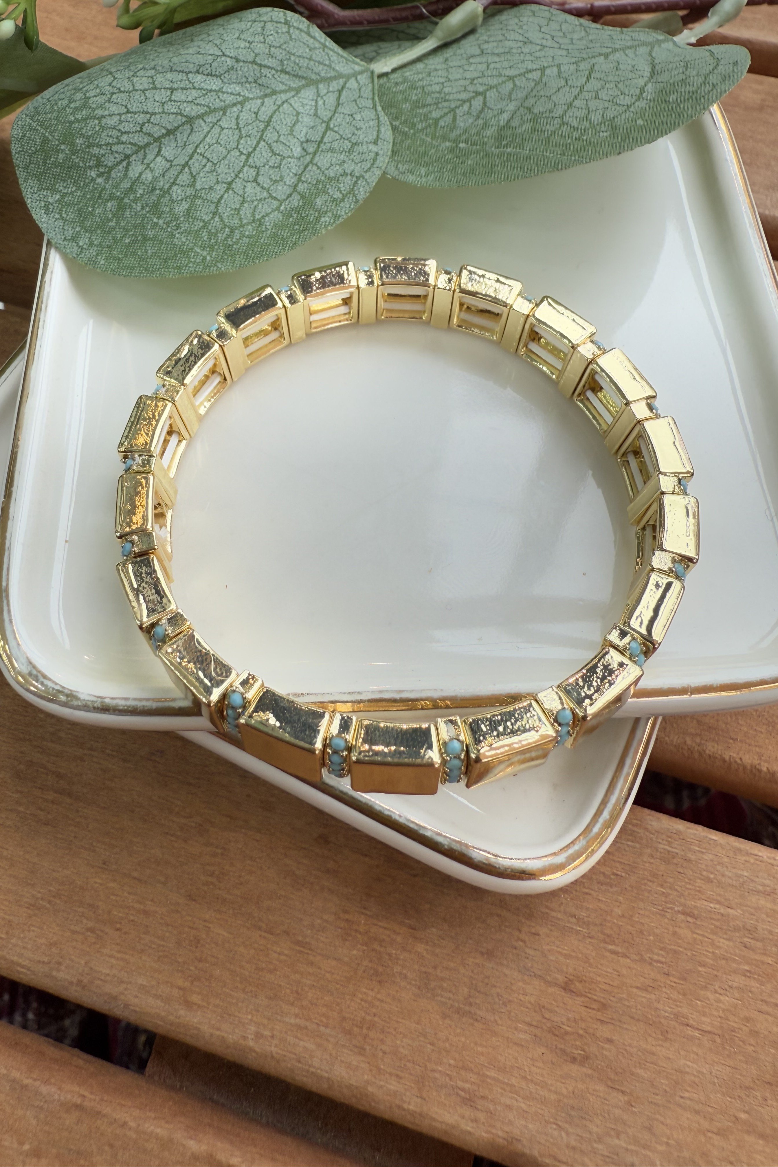 Kenarları Mavi Taşlı Gold Domino Blieklik 5.5cm