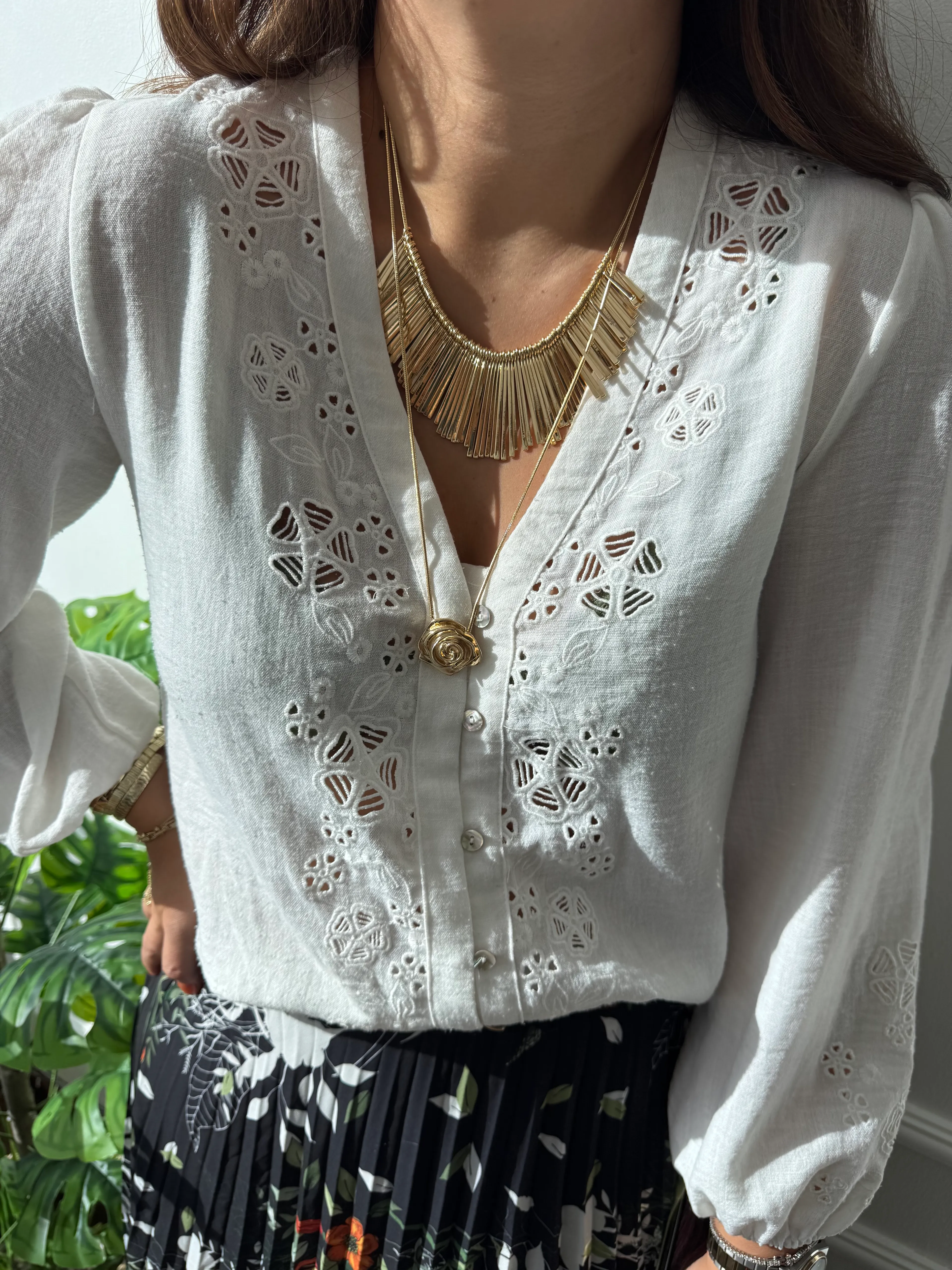 14K Altın Kaplama Çubuklar Kolye 47cm