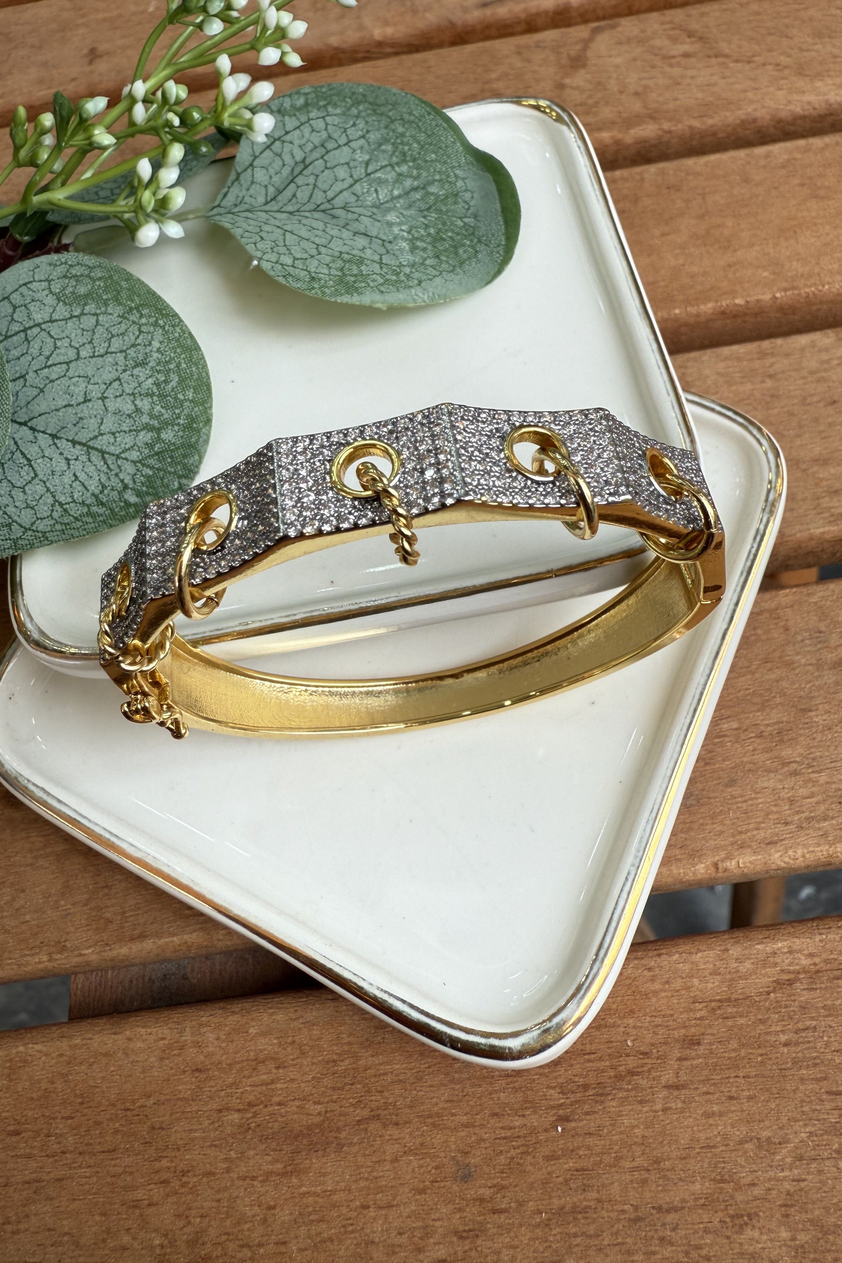 14K Altın Kaplama Taşlı Spinel Bilezik