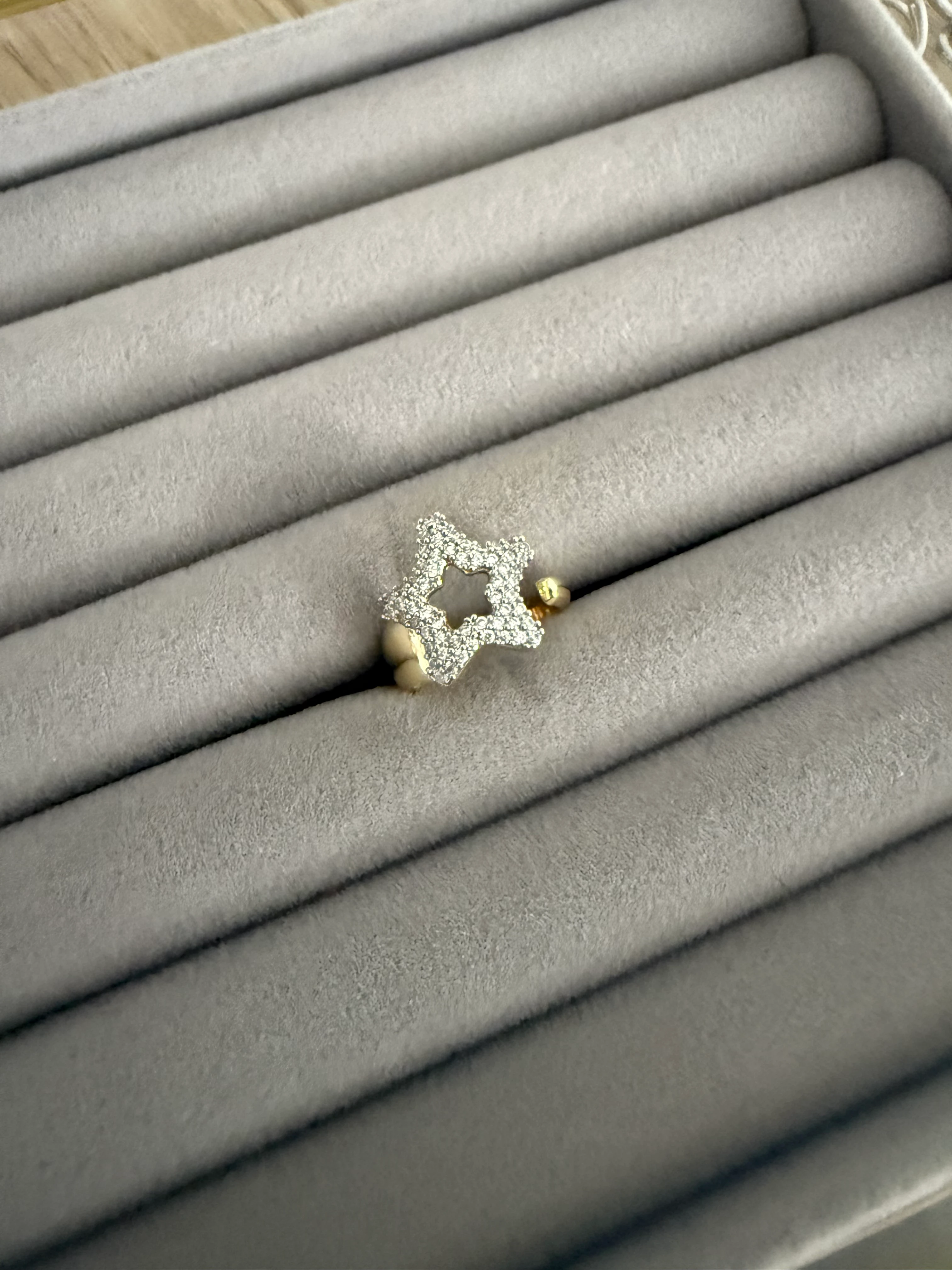 14K Altın Kaplama İçi Boş Yıldız Yüzük