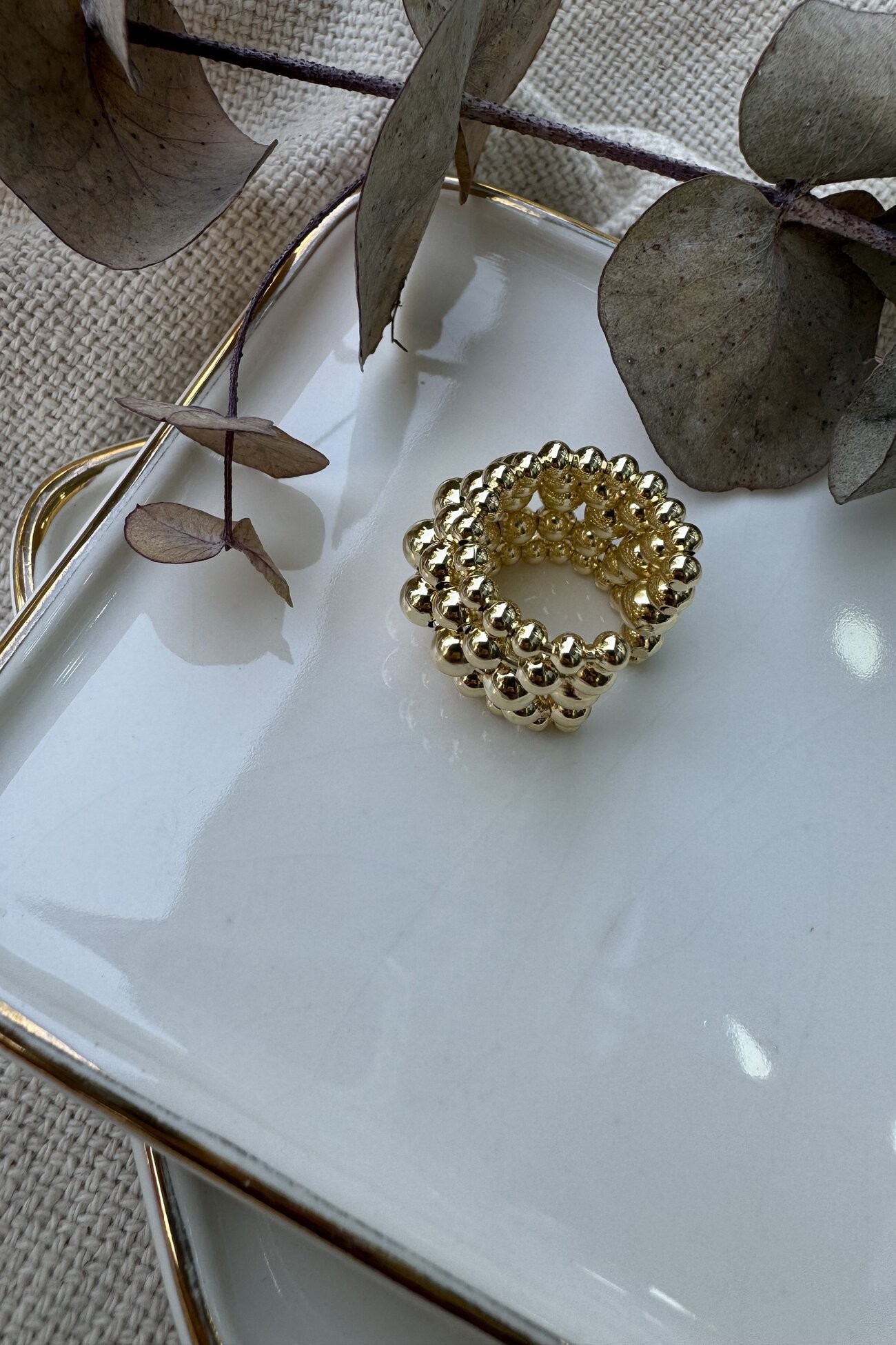 Beş Sıra Topçuk Kıkırdak Küpe Gold