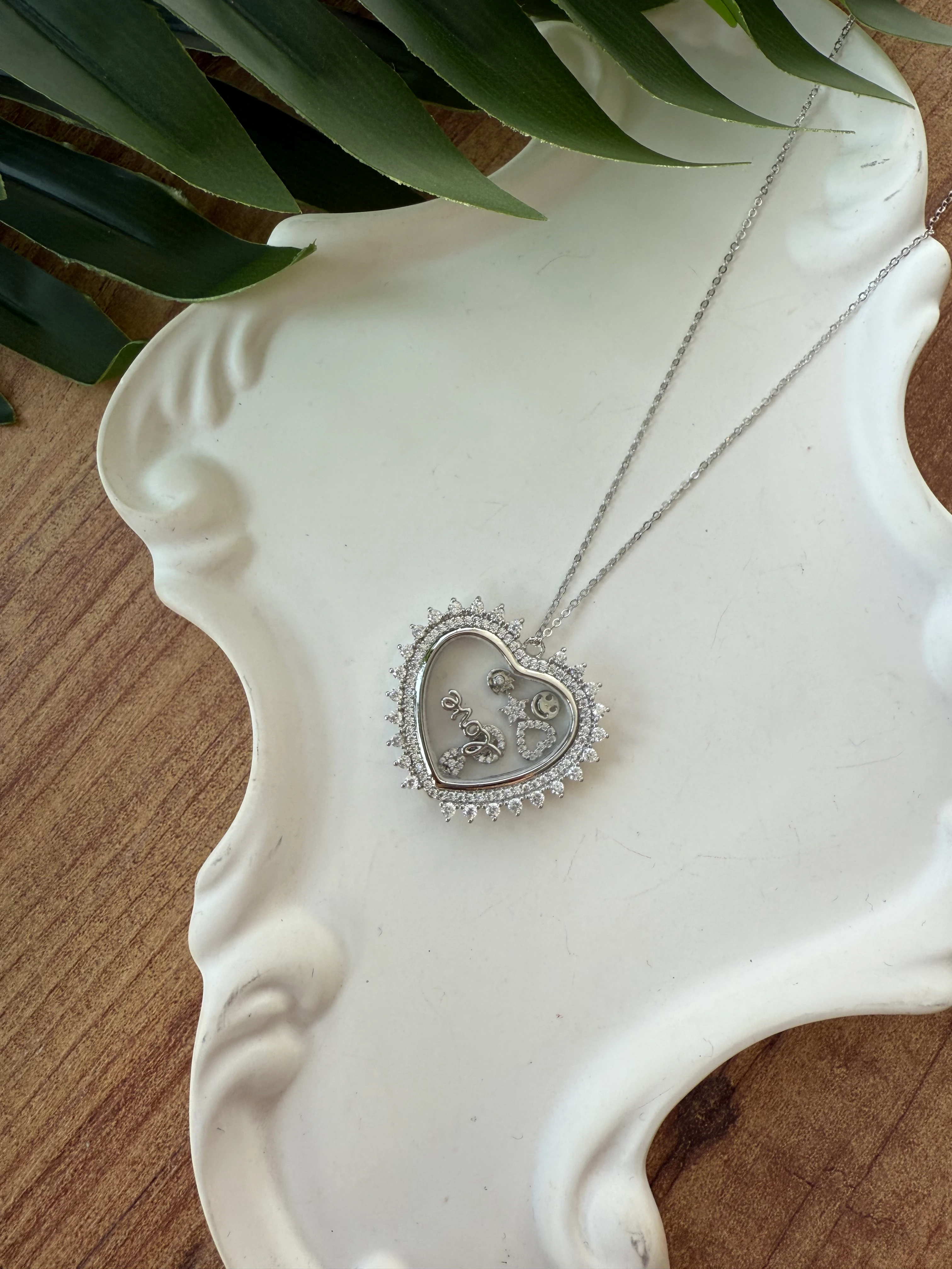 14K Altın Kaplama Charmlı Kolye 'Love' Silver 50cm