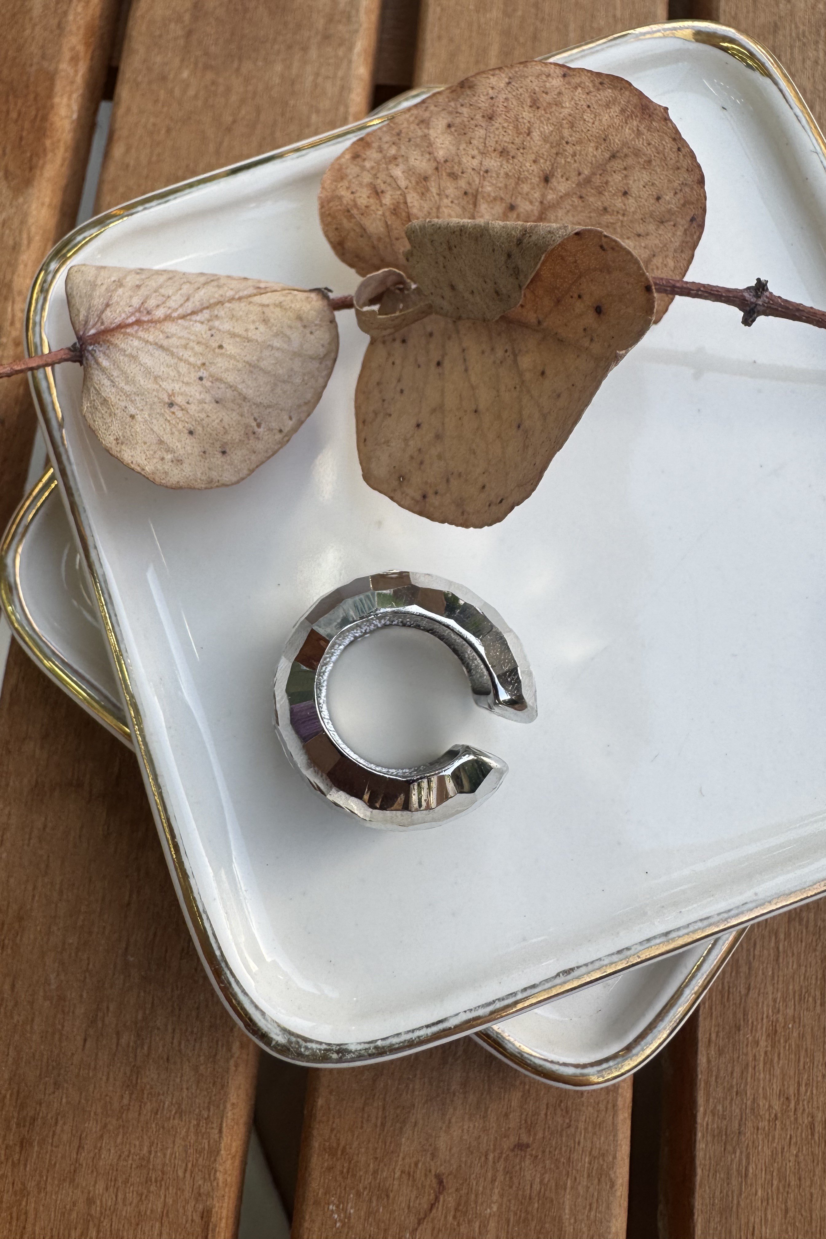 Disko Topu Kıkırdak Küpe Silver
