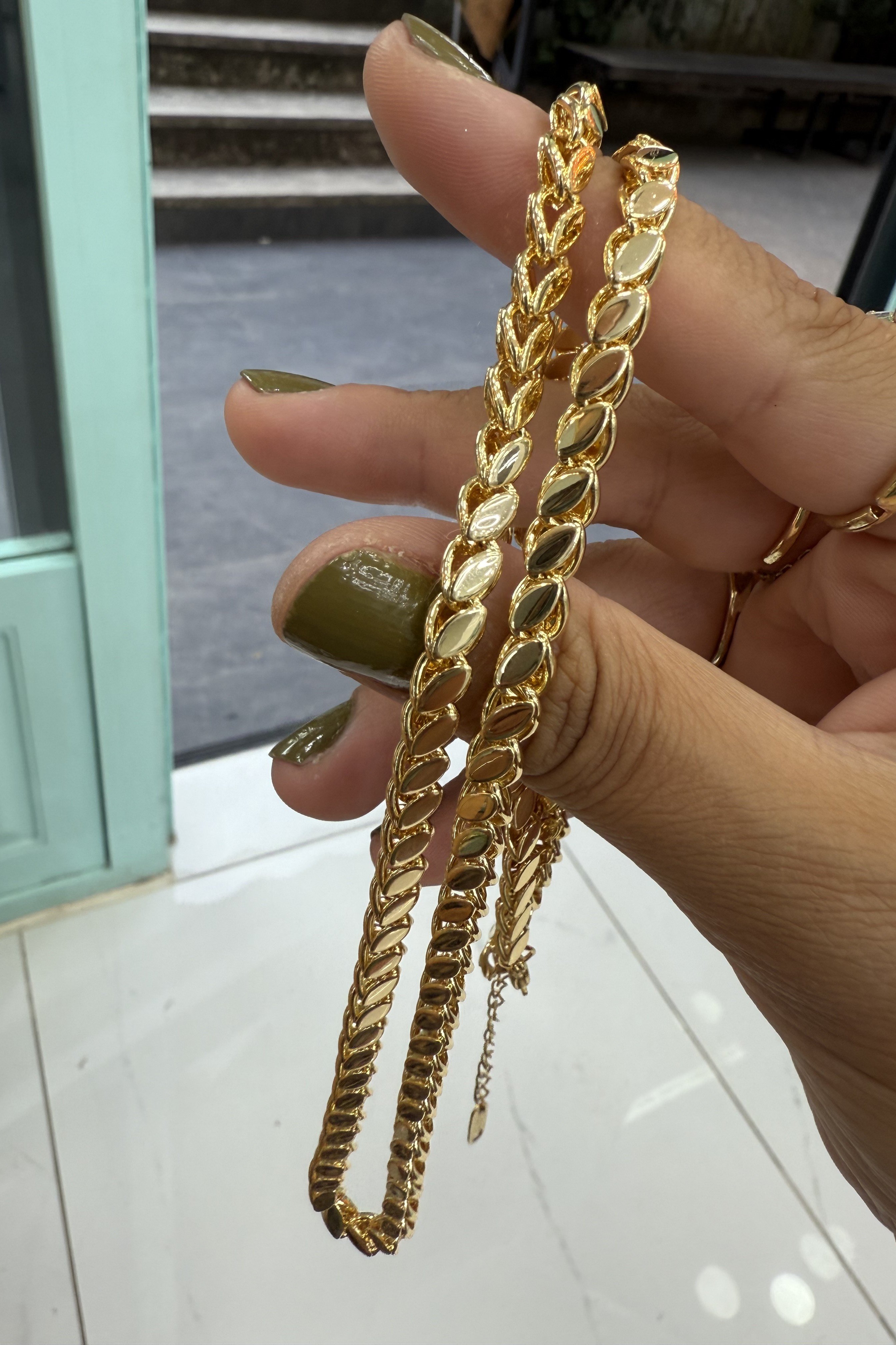 14K Altın Kaplama Arpa Zincir Kolye 67cm
