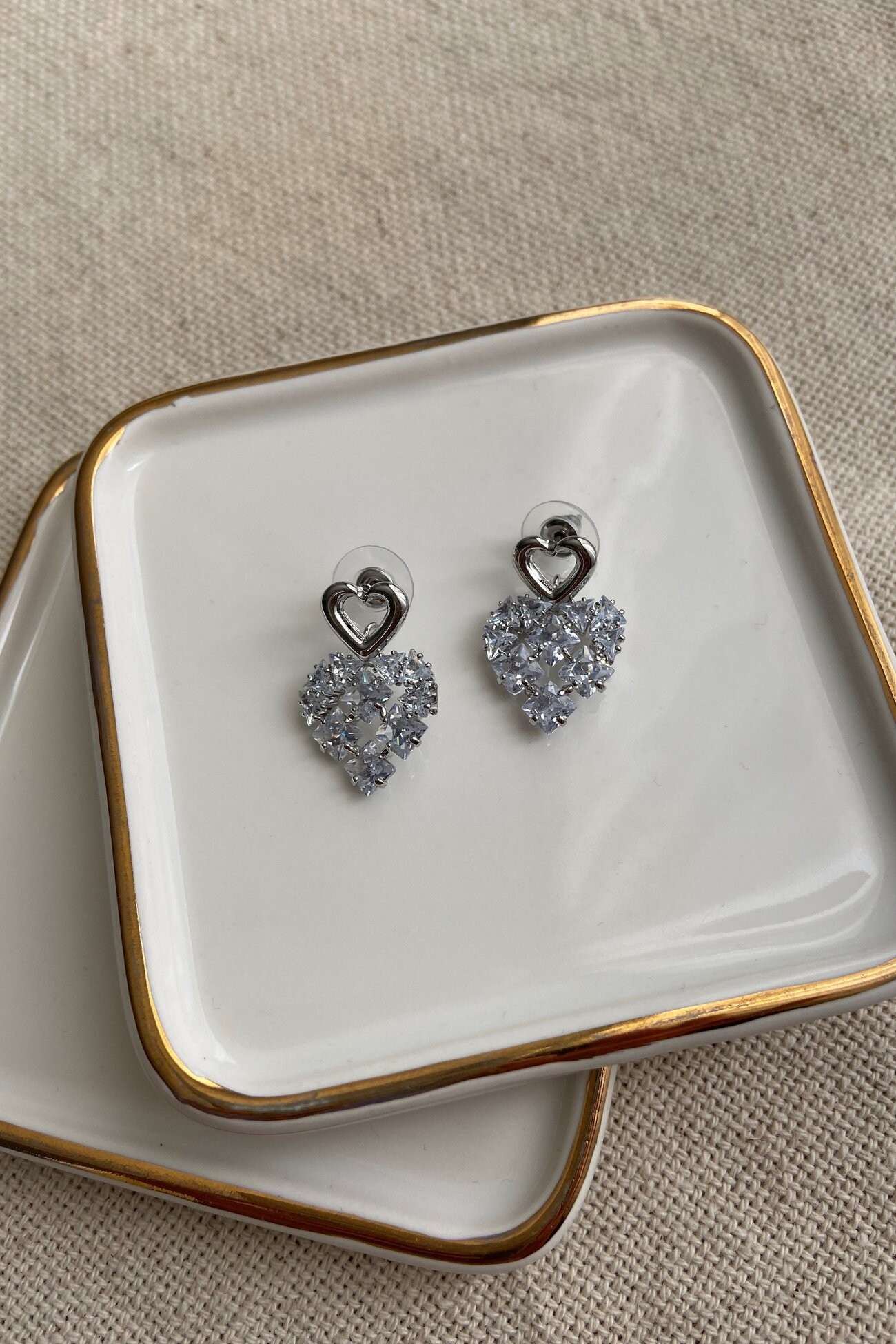 Özel Seri Swarovski Taşlı Kalp Küpe