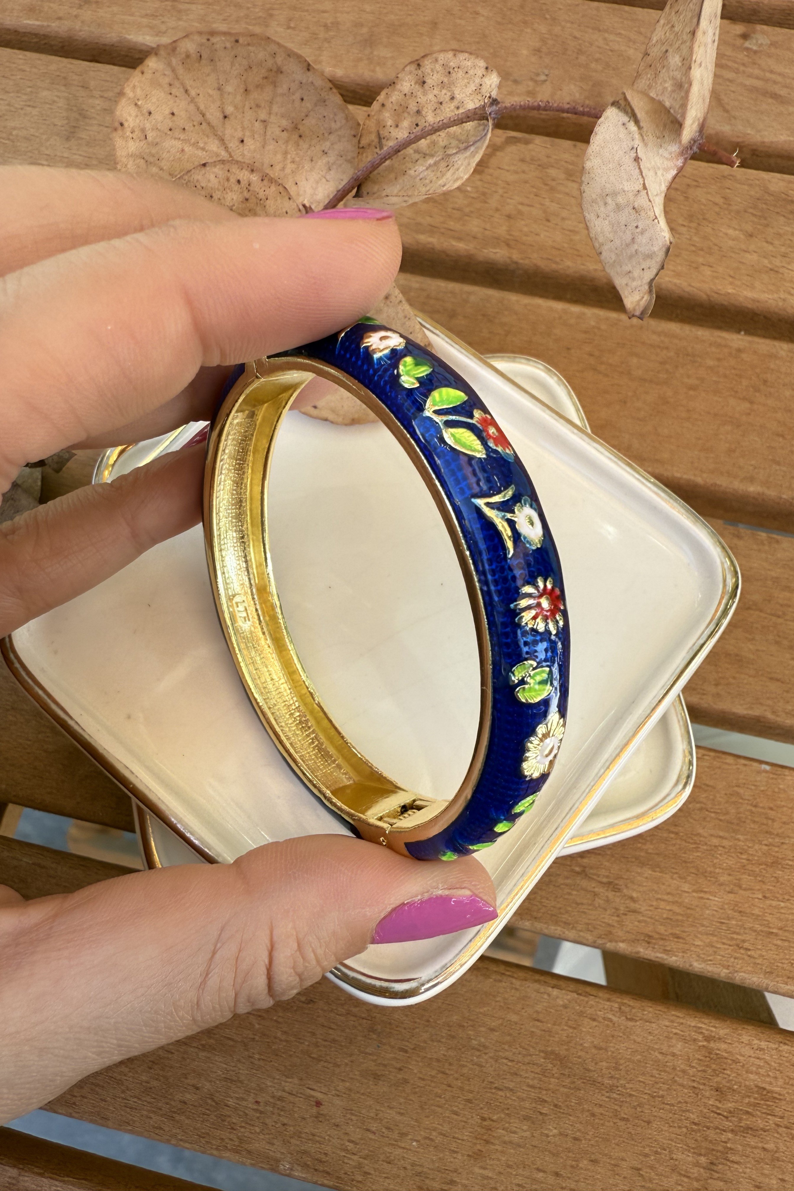 14K Altın Kaplama Orta Lacivert Miranda Bilezik 6cm