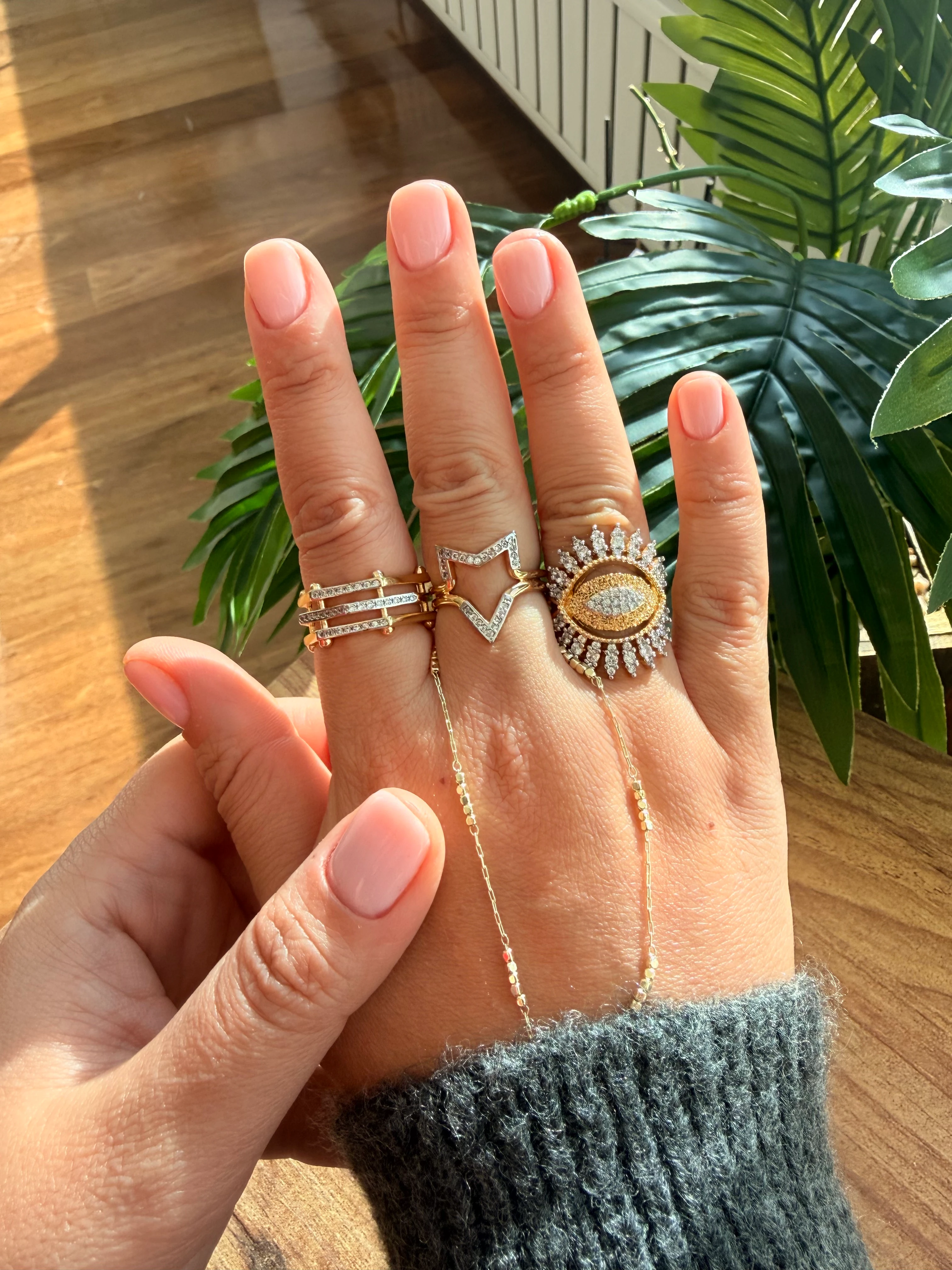 14K Altın Kaplama İçi Boş Yıldız Yüzük