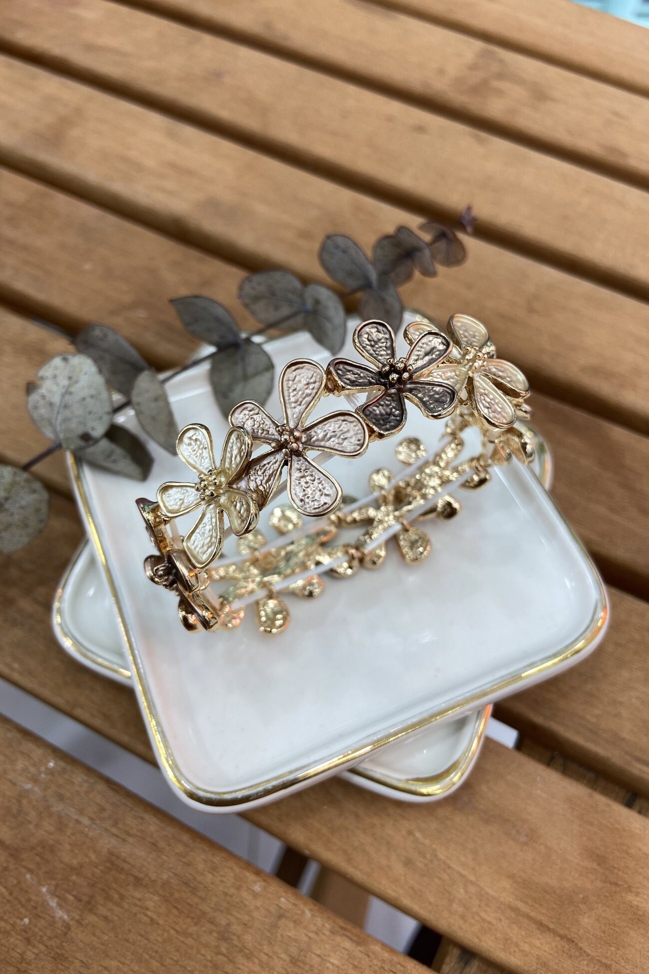 14K Altın Kaplama Floral Serisi Bilezik