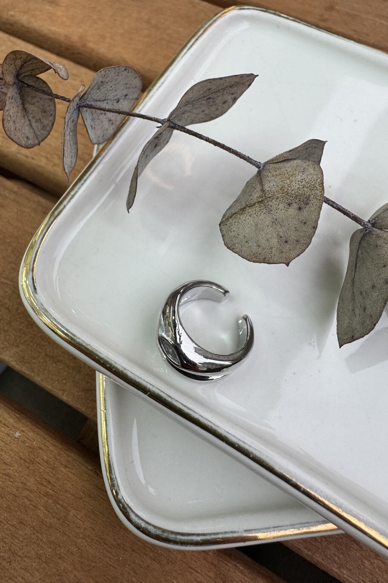 İkili Badem Taşlı Kıkırdak Küpe Silver