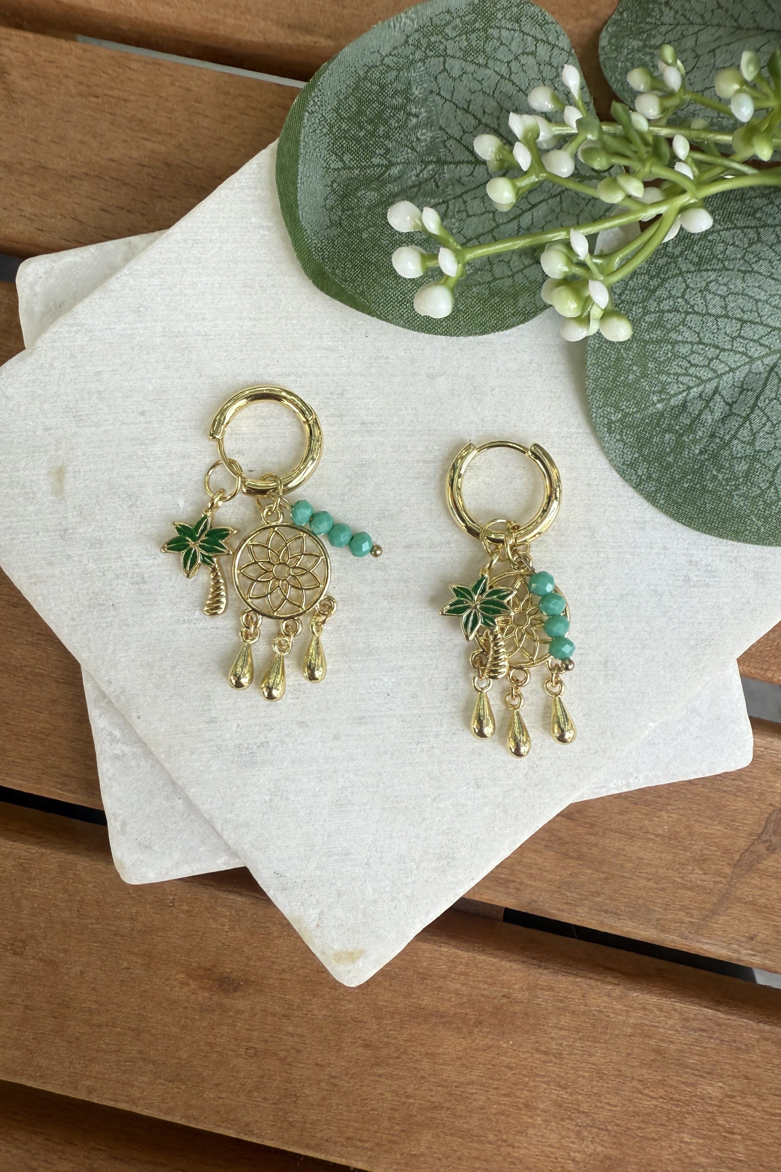 14K Altın Kaplama DreamCatcher Küpe