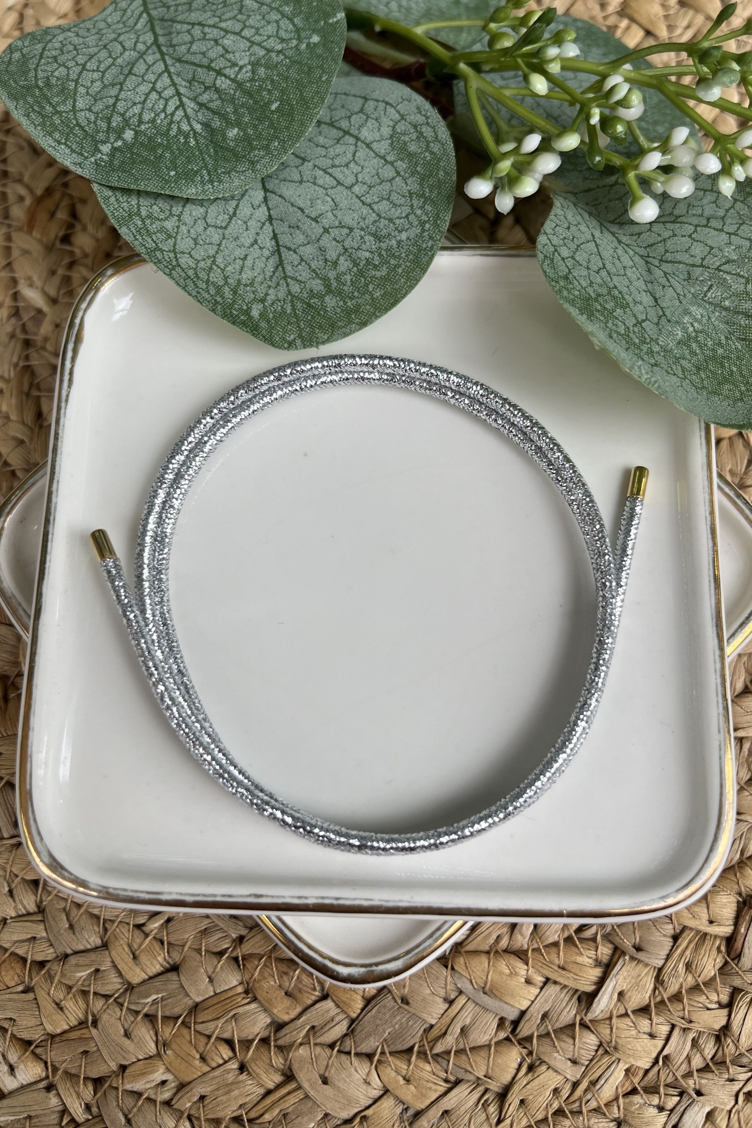 Çelik Parlak Silver Renk Mıknatıslı İp Bileklik & Halhal & Kolye 51cm