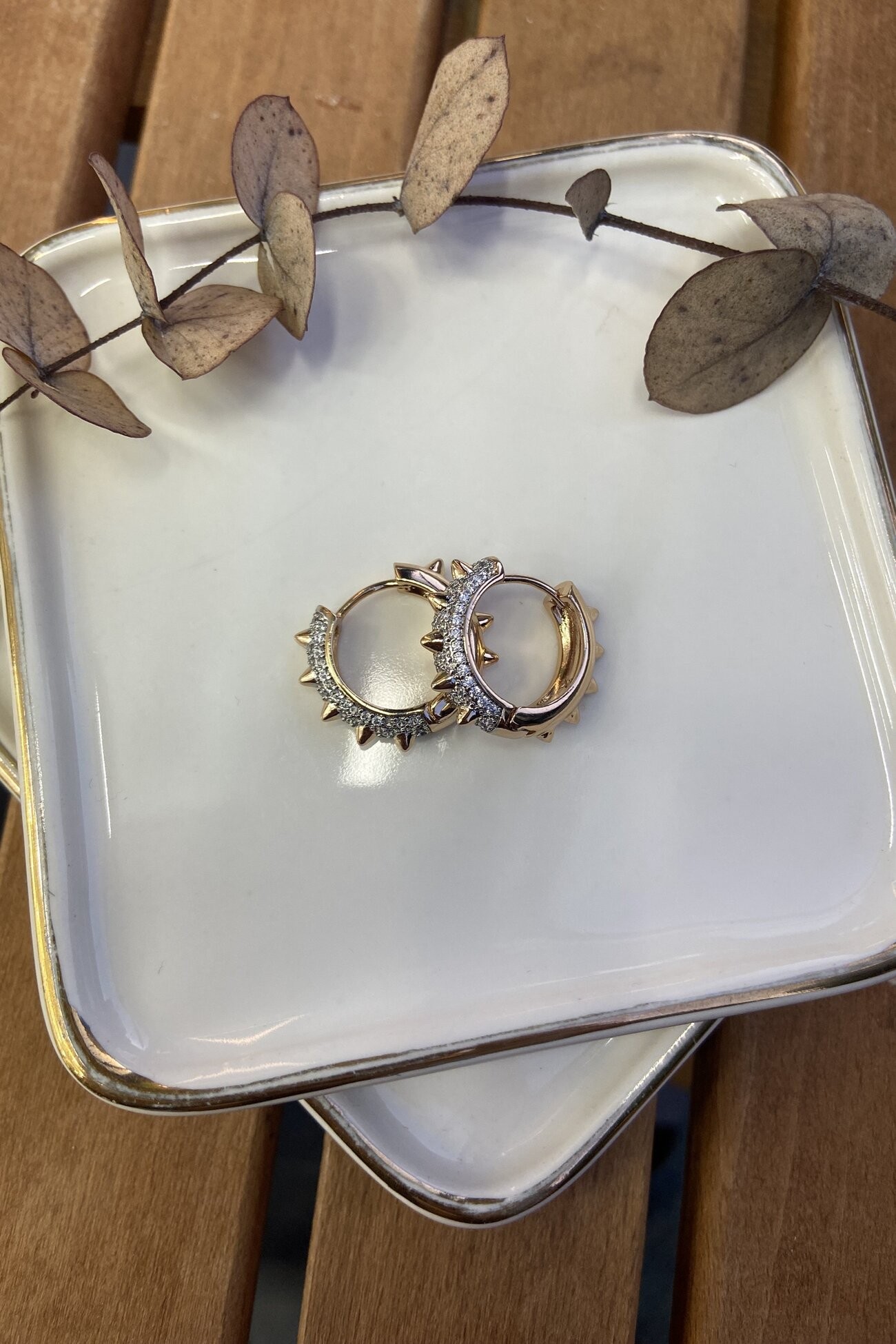Özel Seri Küçük Boy Çıkıntılı Halka Küpe Rose Gold