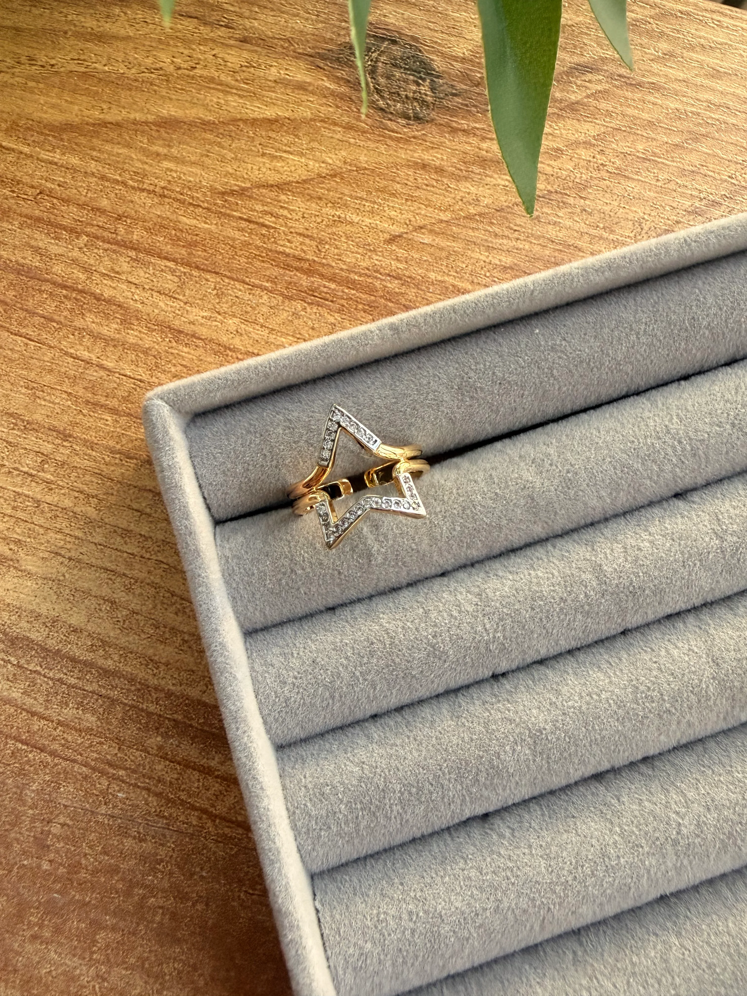 14K Altın Kaplama İçi Boş Yıldız Yüzük