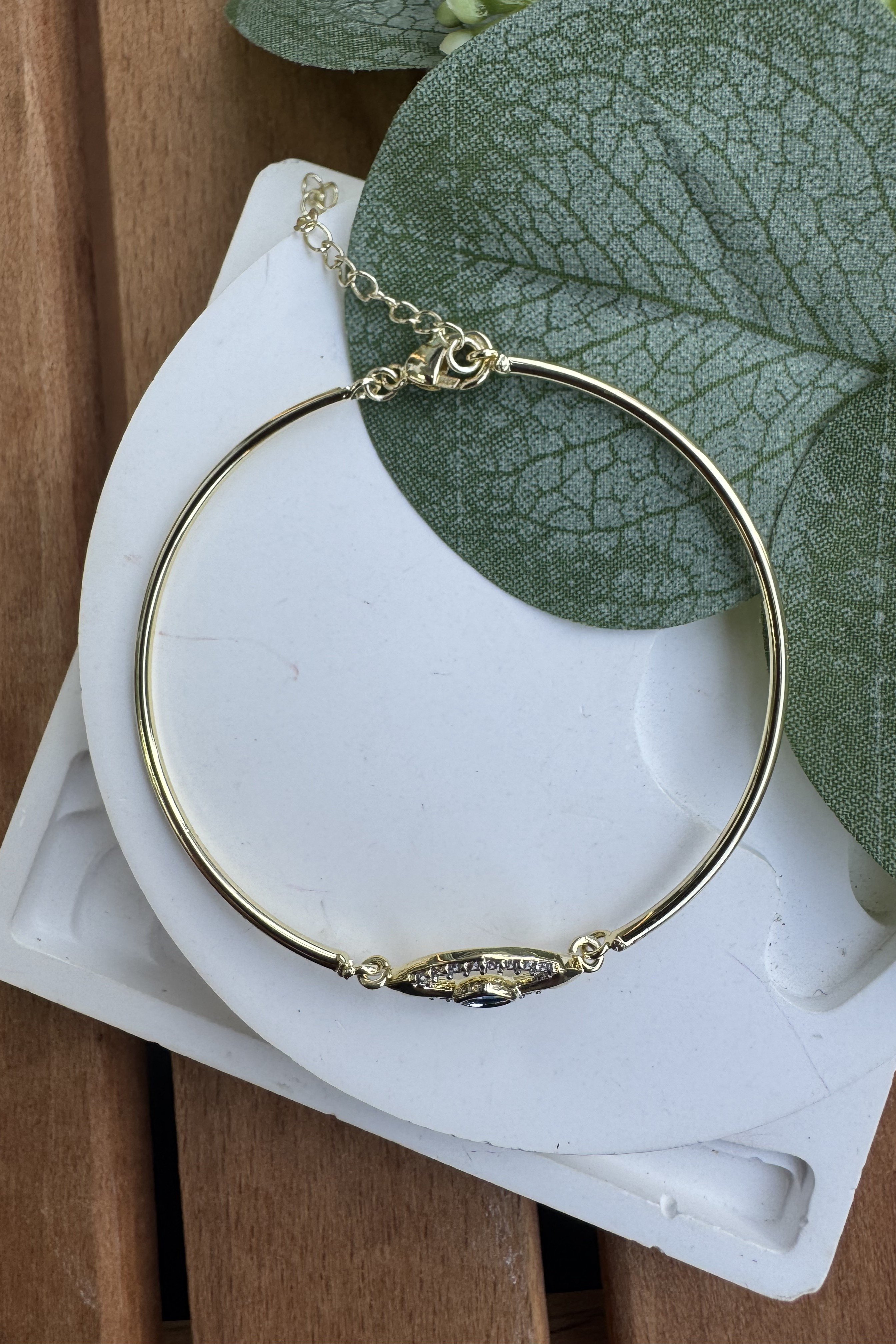 14K Altın Kaplama Minimal Göz Bileklik (İç Çap:5+1cm)