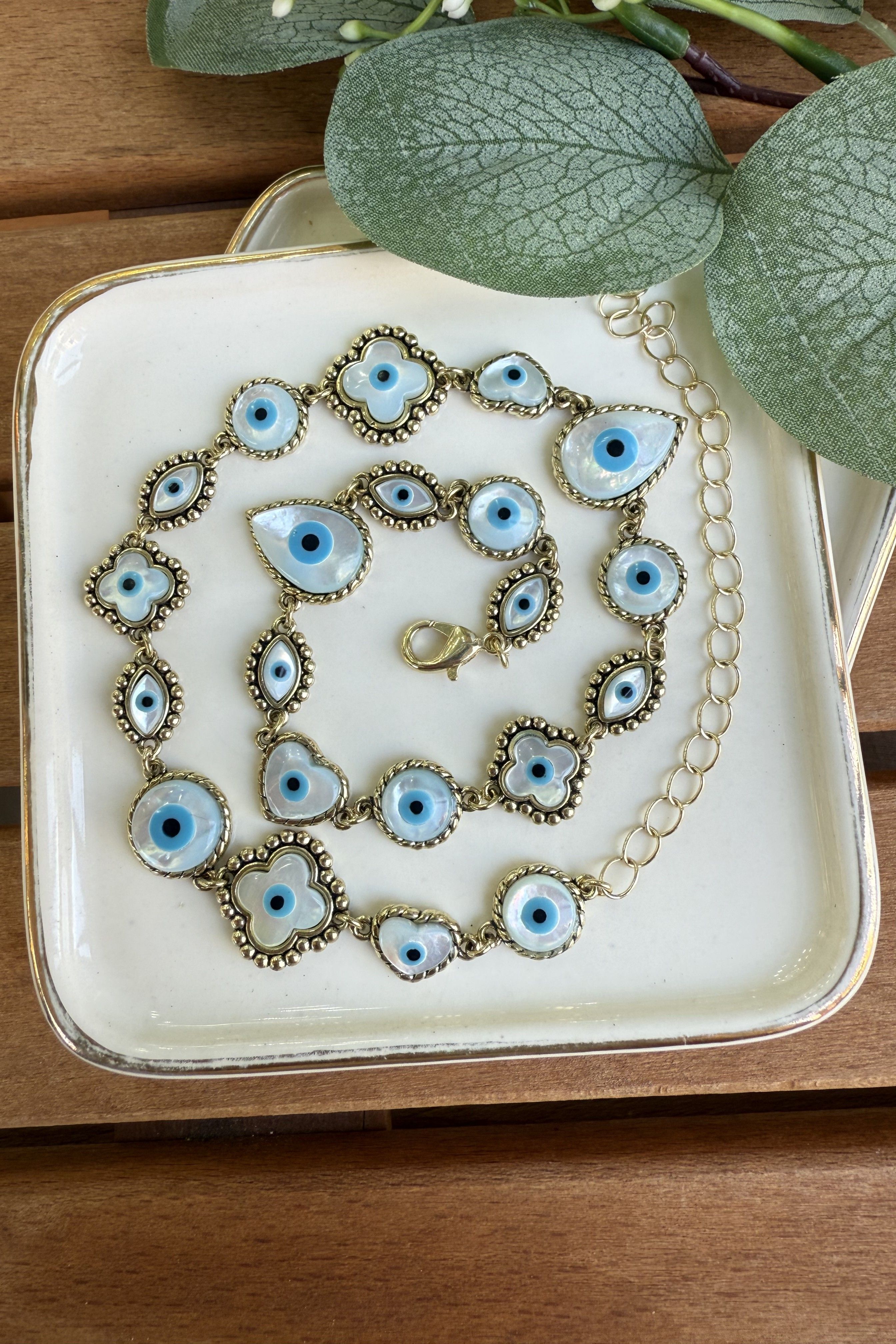 14K Altın Kaplama 21 Göz Choker Kolye 41cm