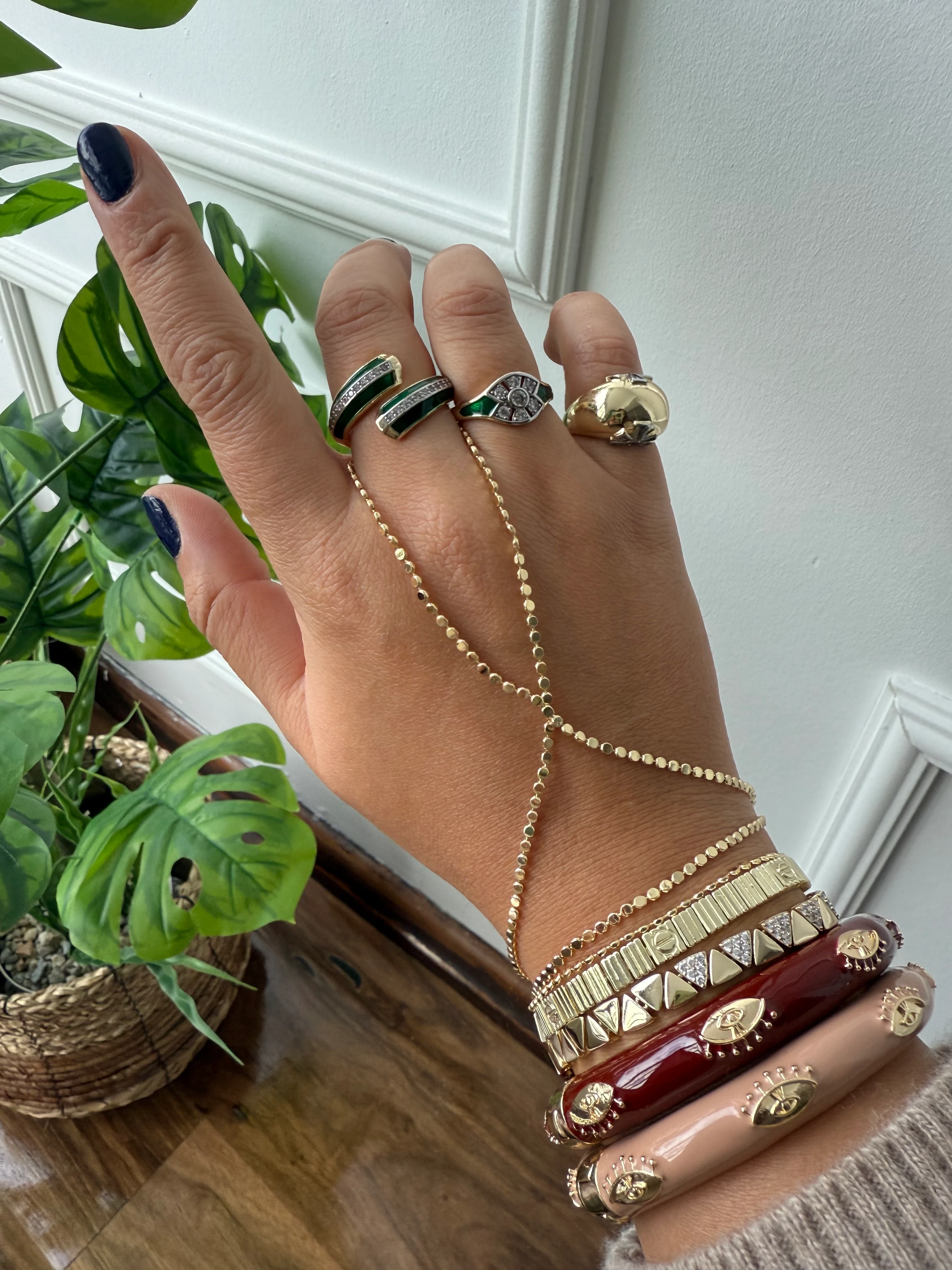 14K Altın Kaplama Ezme Zincir Şahmeran Gold