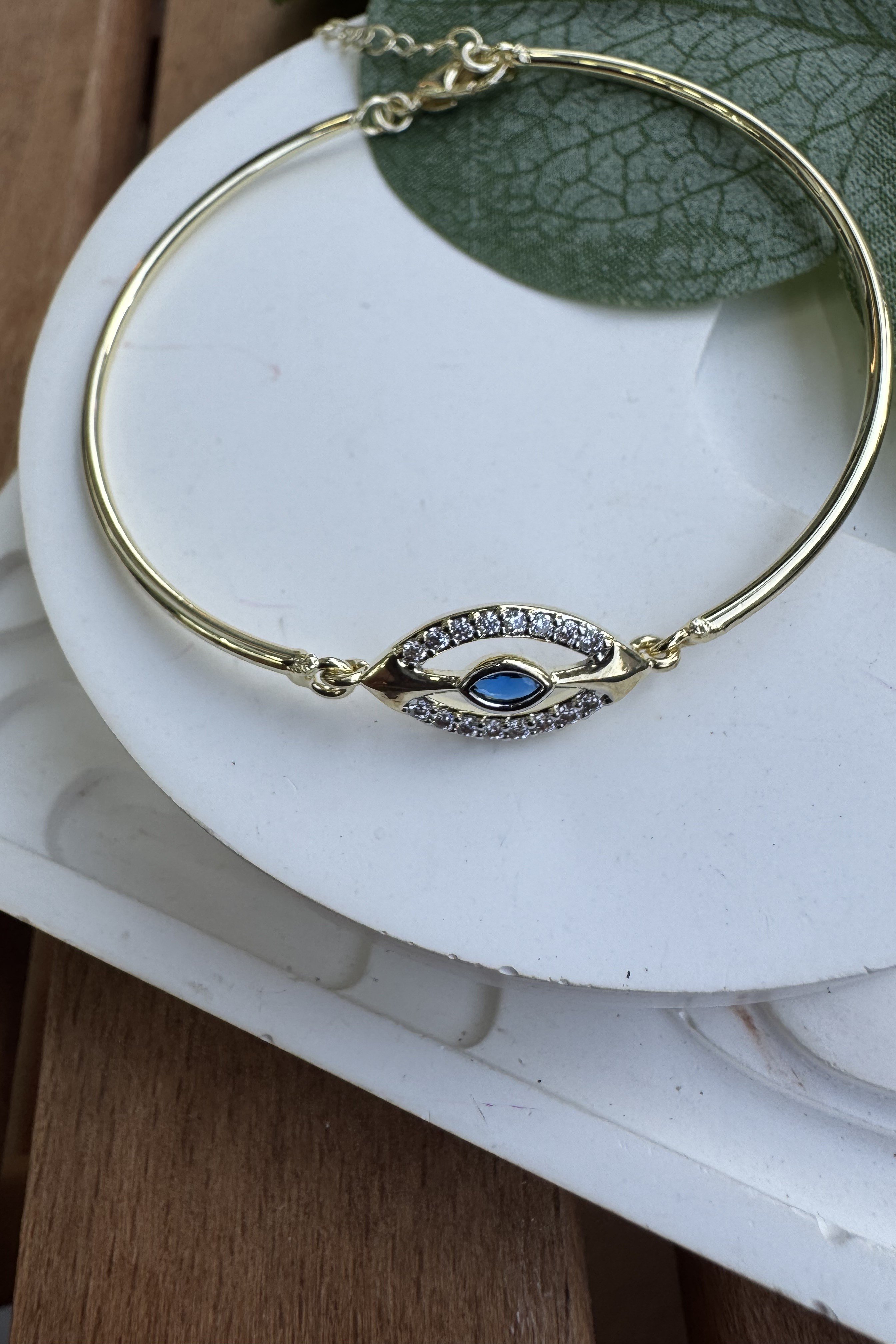 14K Altın Kaplama Minimal Göz Bileklik (İç Çap:5+1cm)