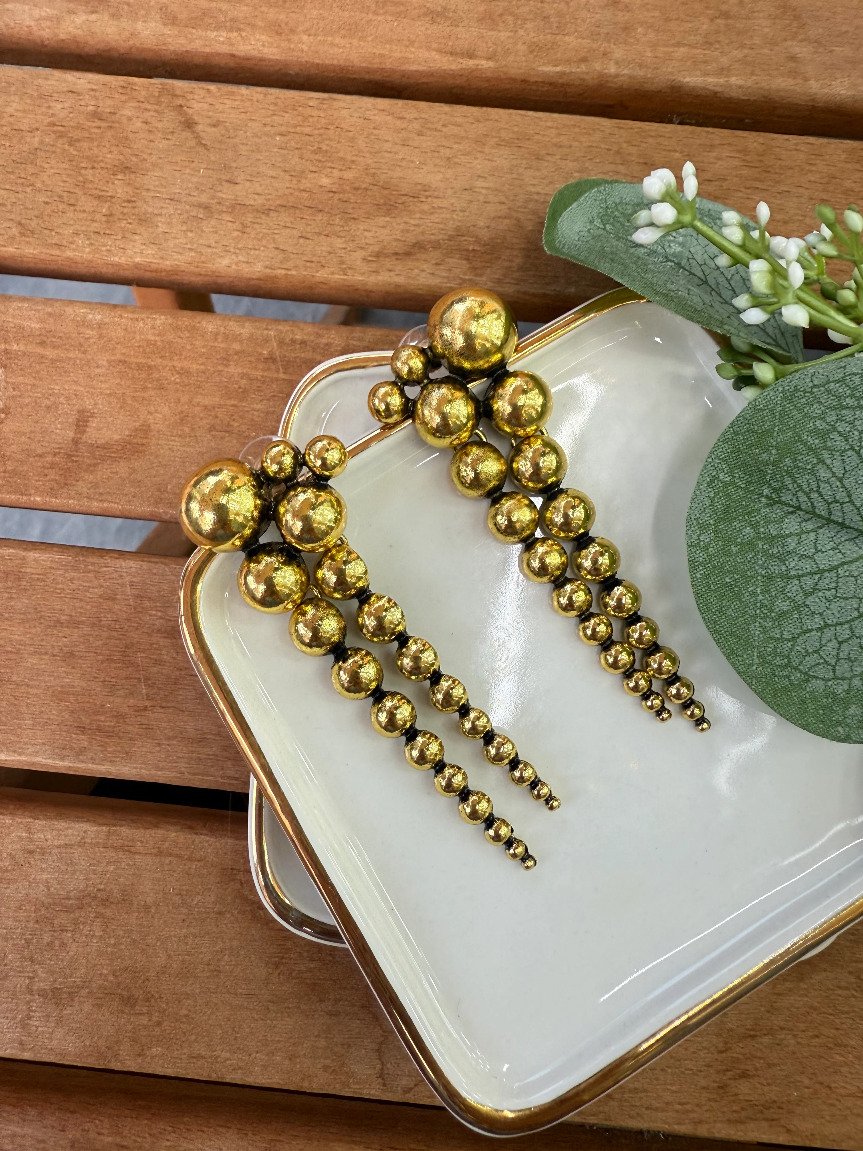 ZR Model Gold Topçuk Sarkıt Küpe