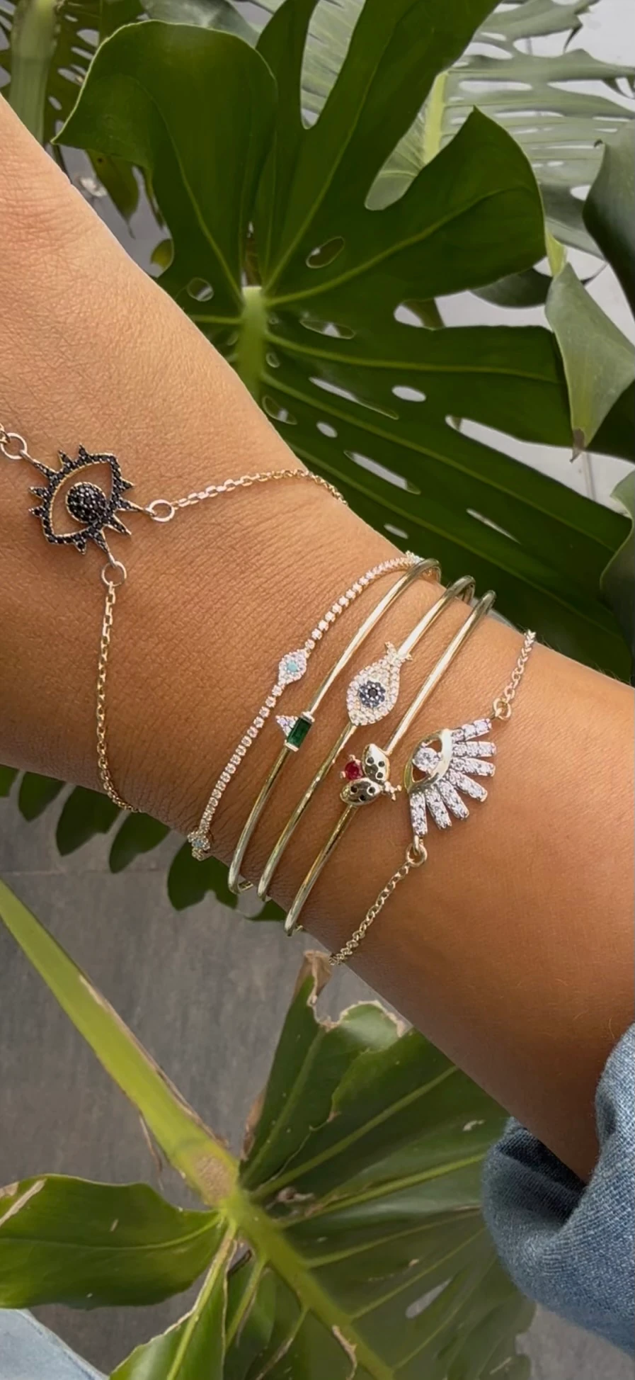 14K Altın Kaplama Renkli Taşlı Tamtur Yüzük Silver