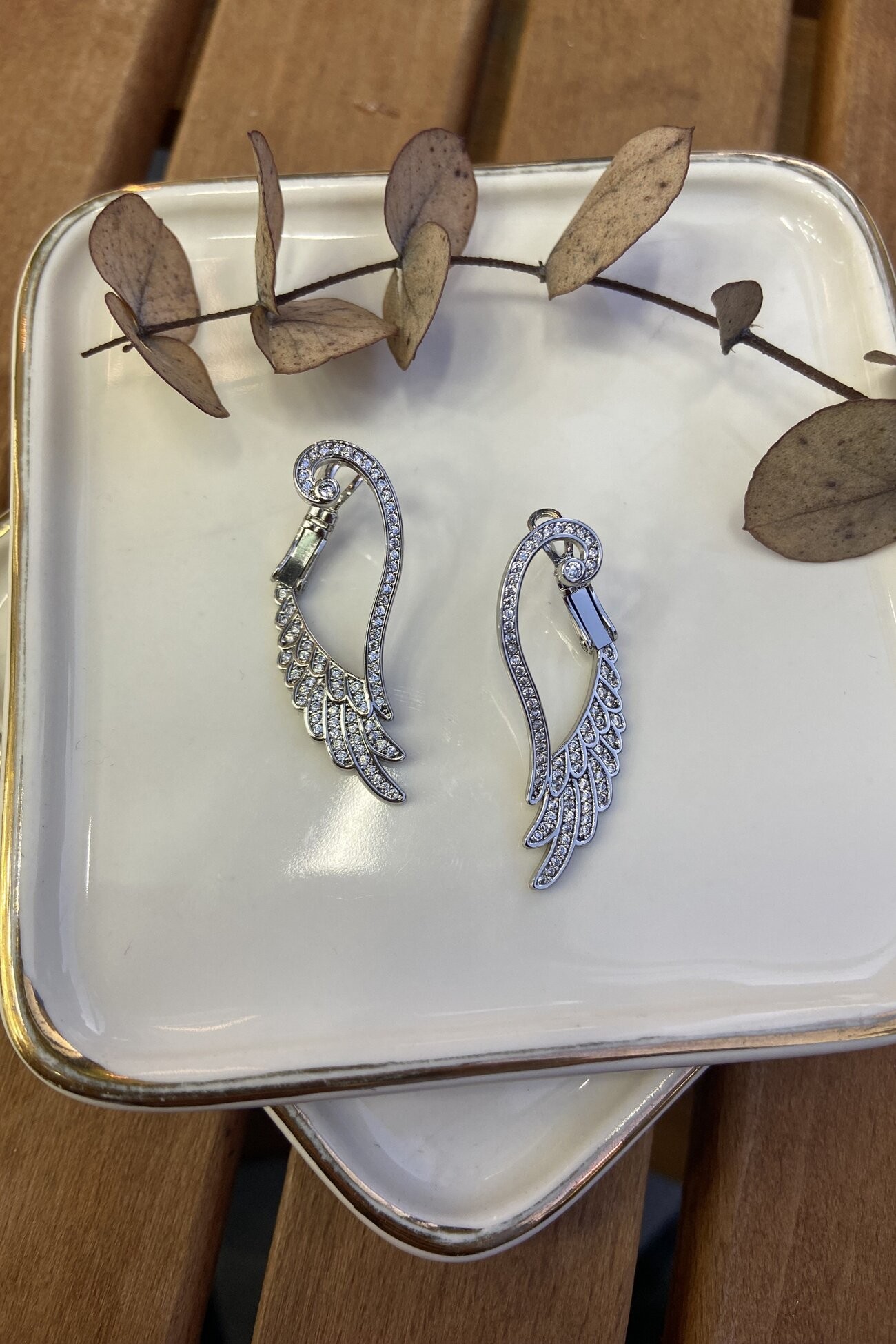 Özel Seri Melek Kanadı Küpe Silver