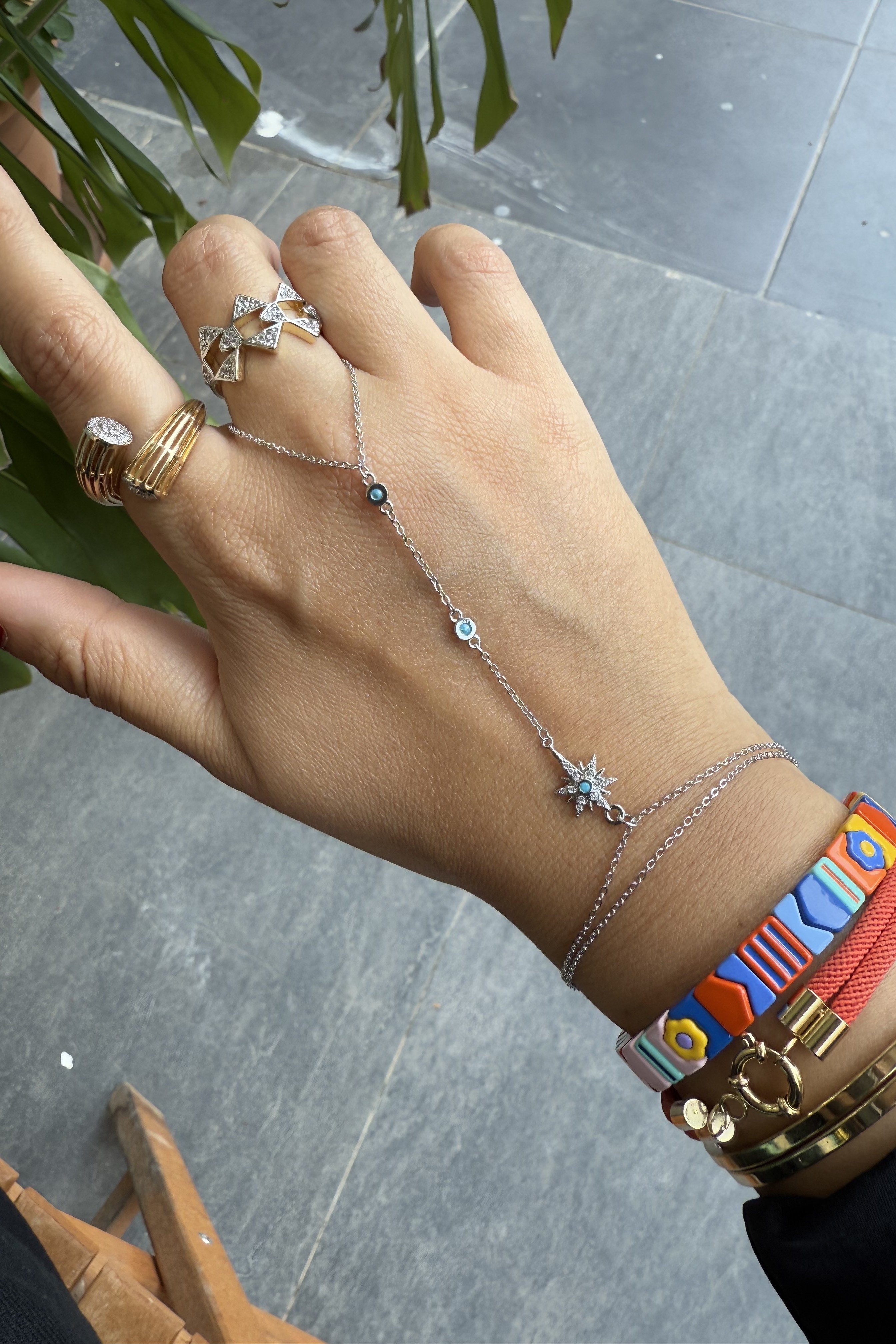 14K Altın Kaplama Mavi Taşlı Kuzey Yıldızı Şahmeran Silver