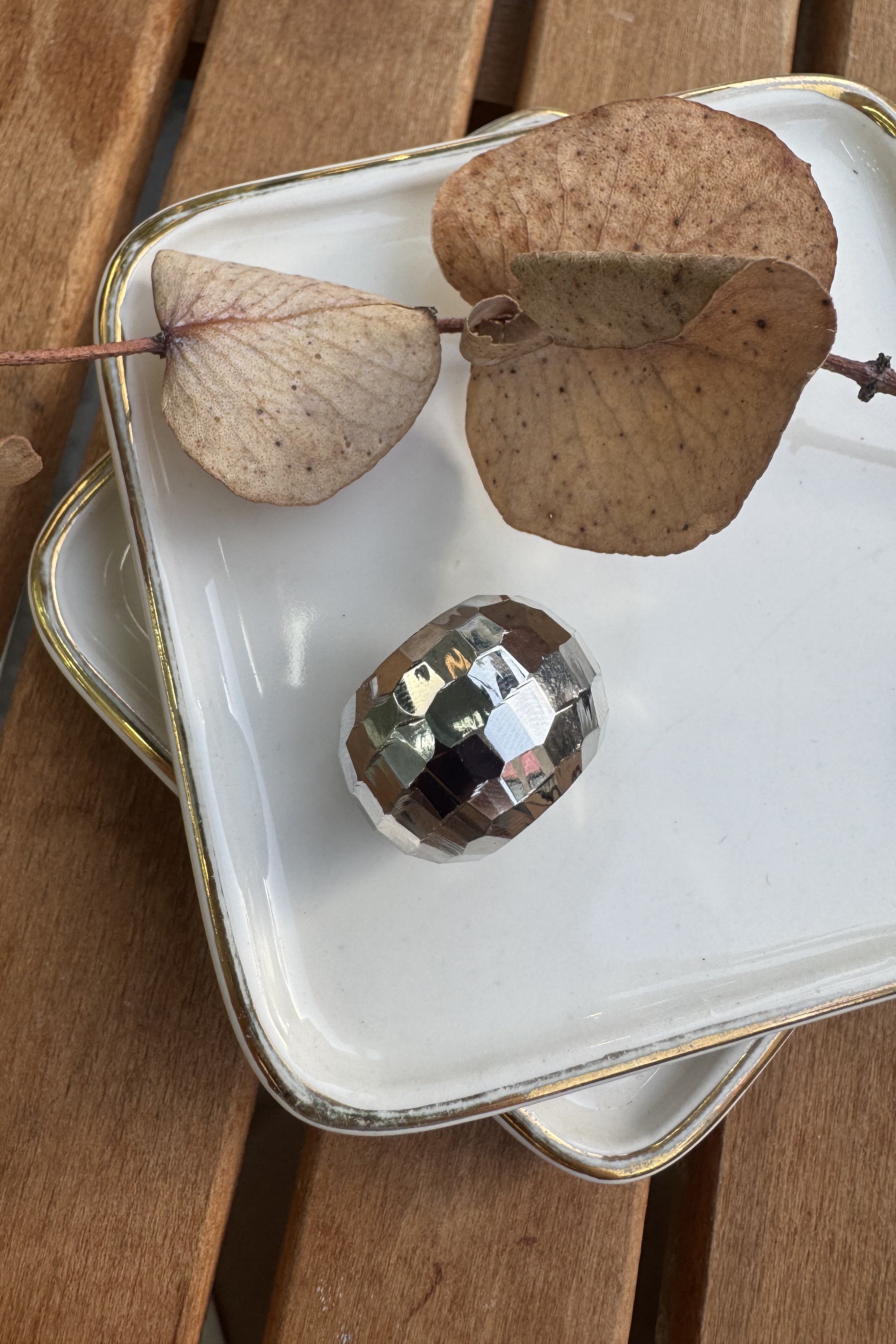 Disko Topu Kıkırdak Küpe Silver