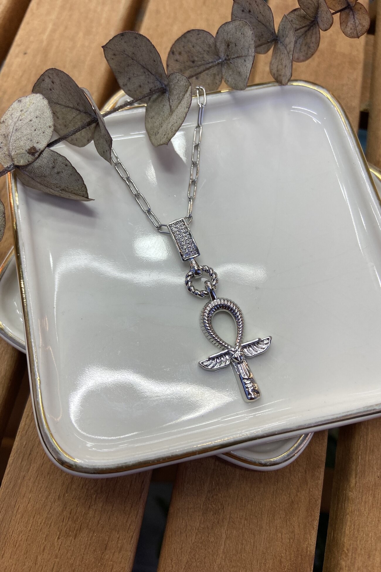 Çelik Ankh Kolye Silver 56 cm