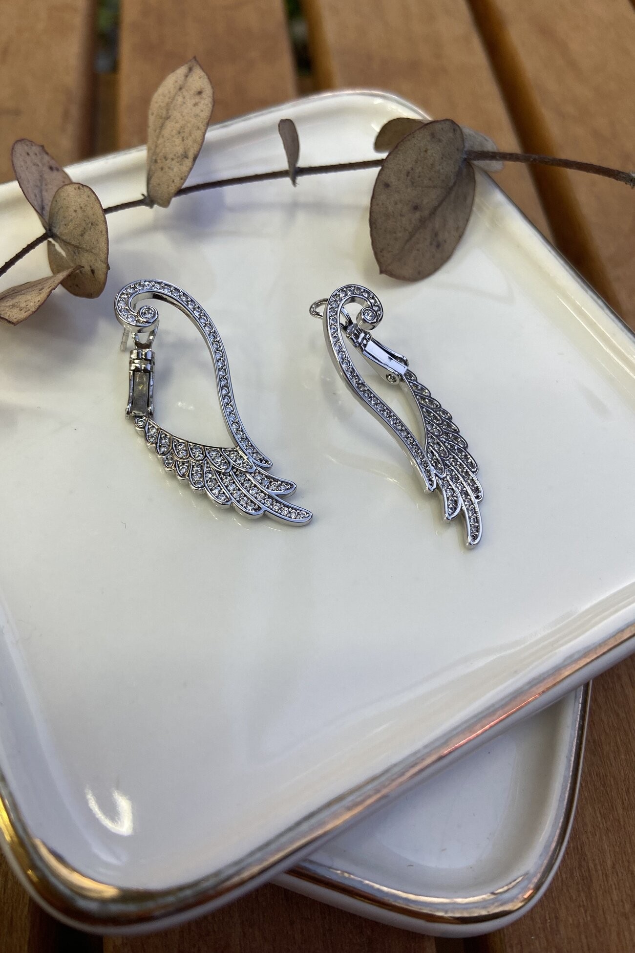 Özel Seri Melek Kanadı Küpe Silver