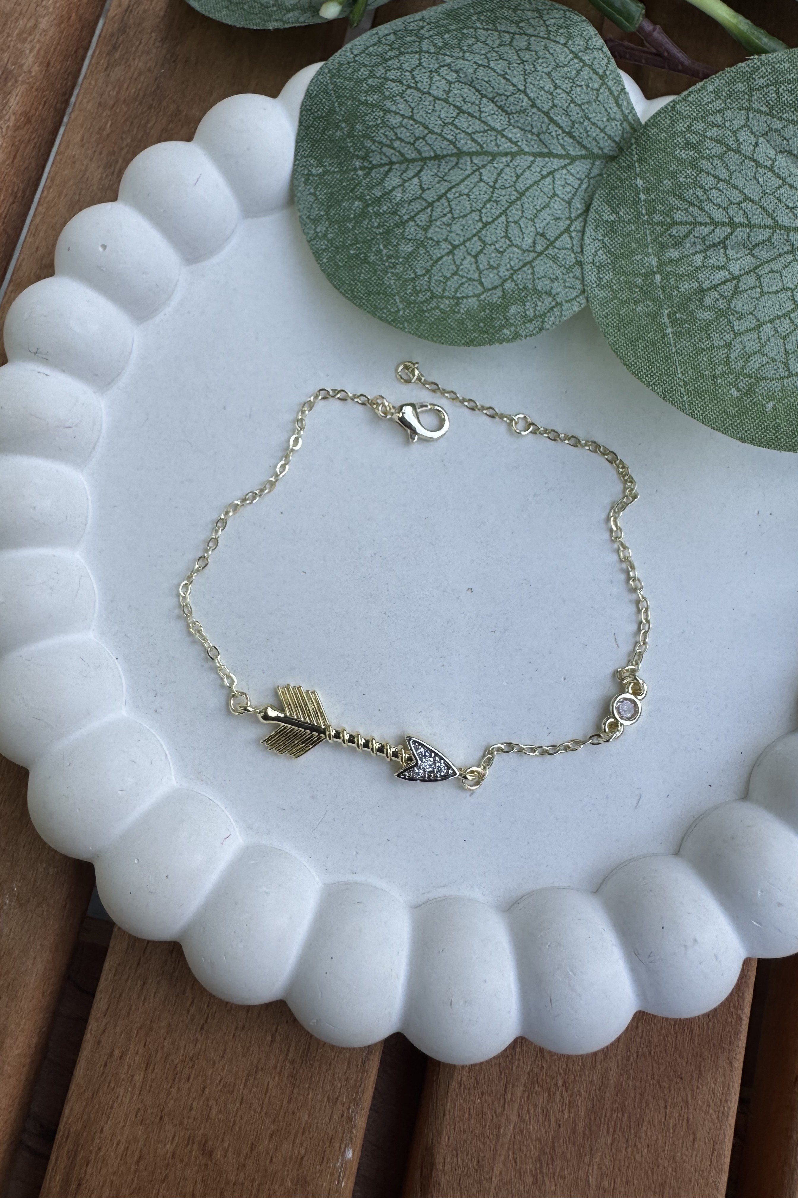 14K Altın Kaplama Minimal Ok Bileklik 18+2cm