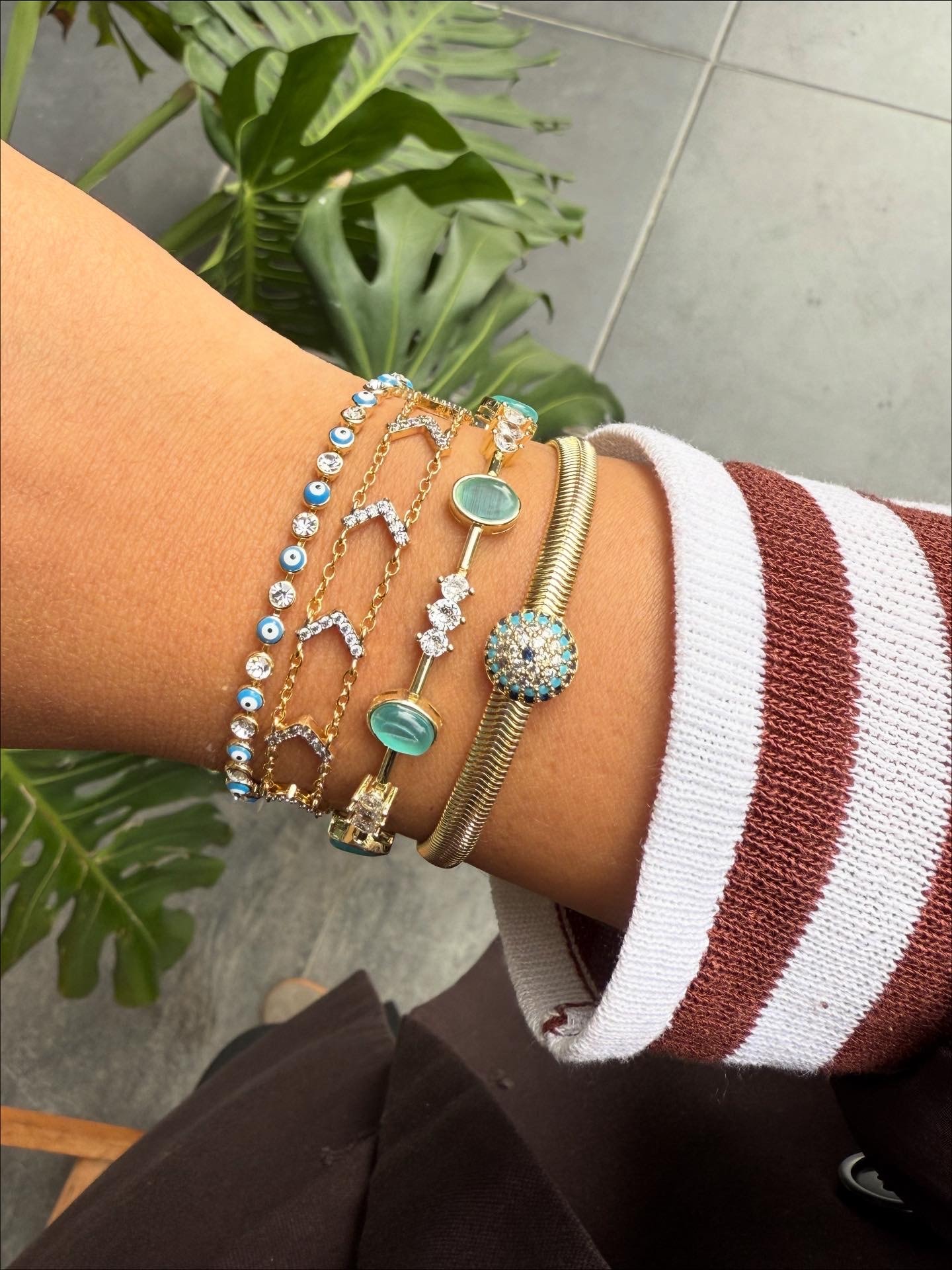 14K Altın Kaplama Mini Nazar Bileklik 17+4cm