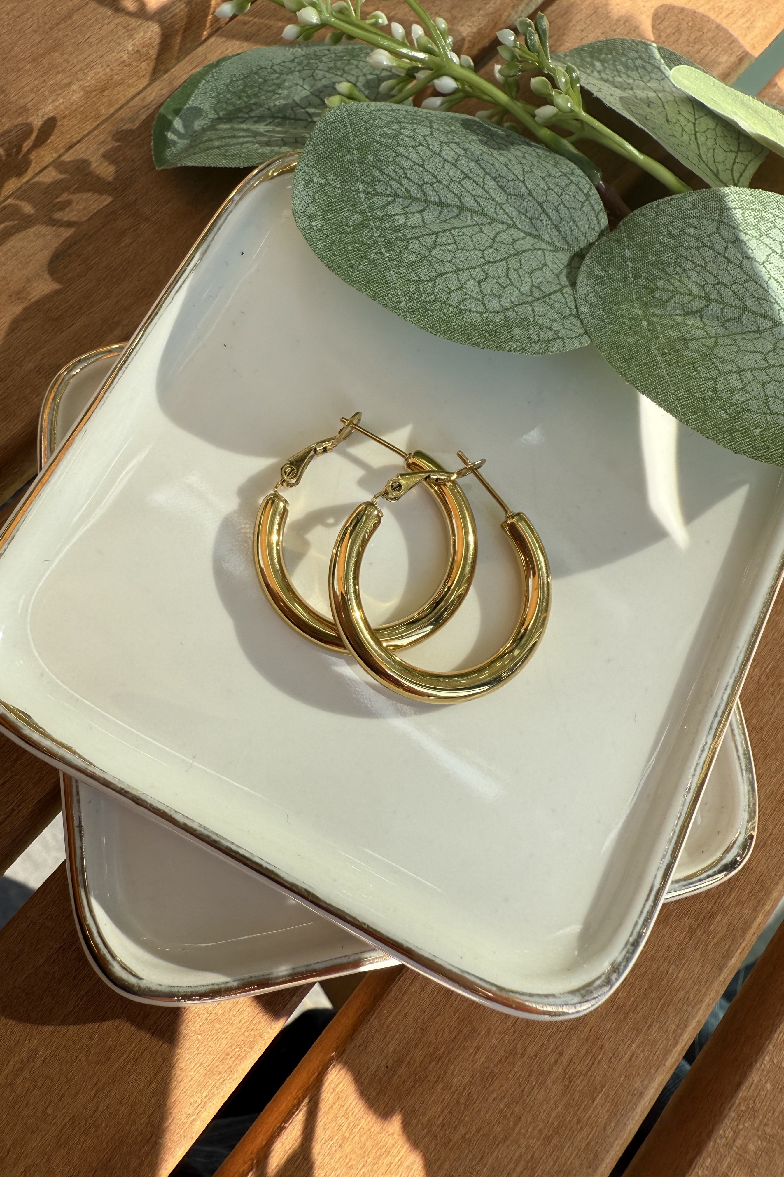 Çelik Halka Küpe Gold (Çap:3cm)