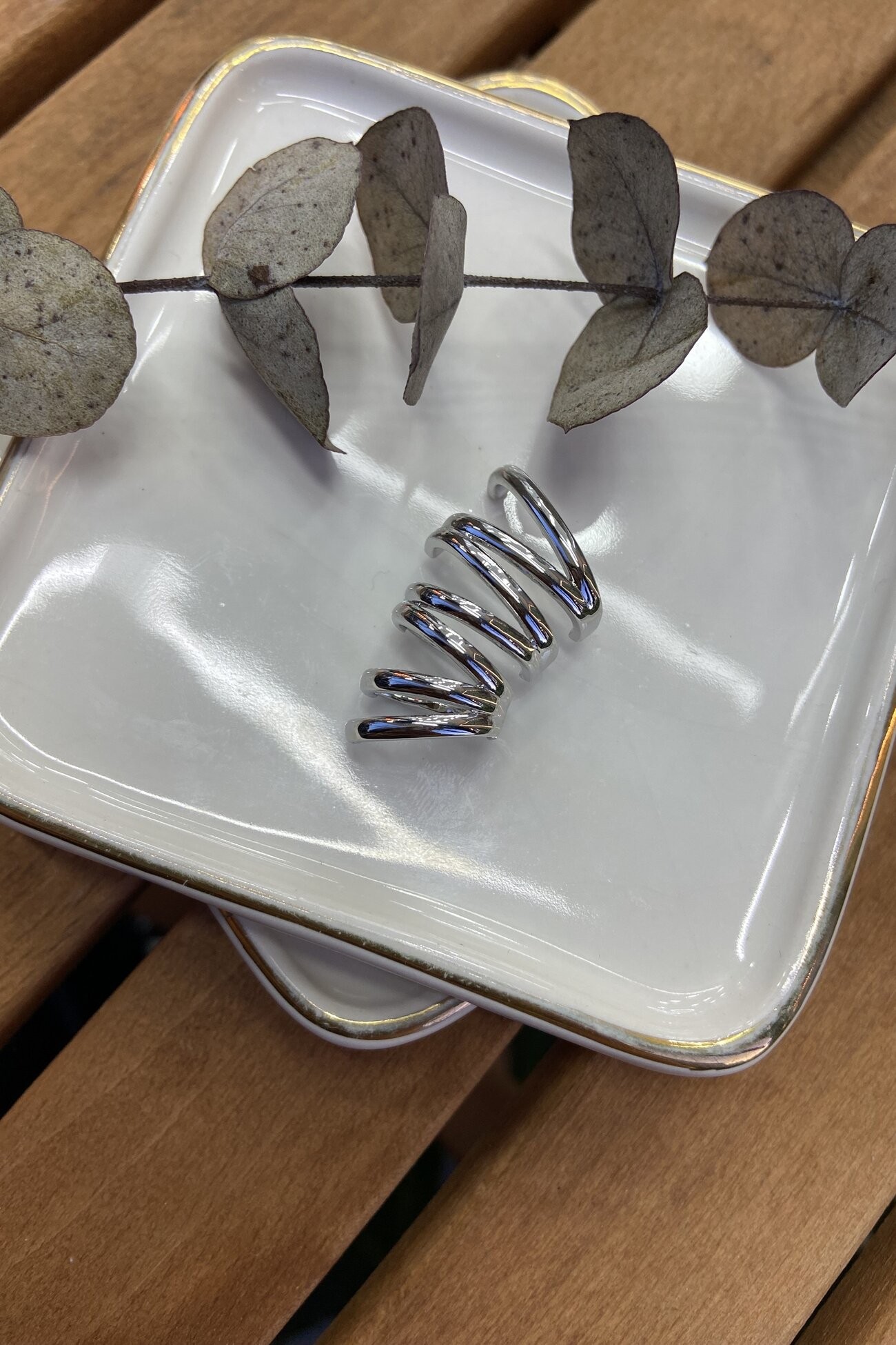 Çoklu Görünümlü Kıkırdak Küpe Silver