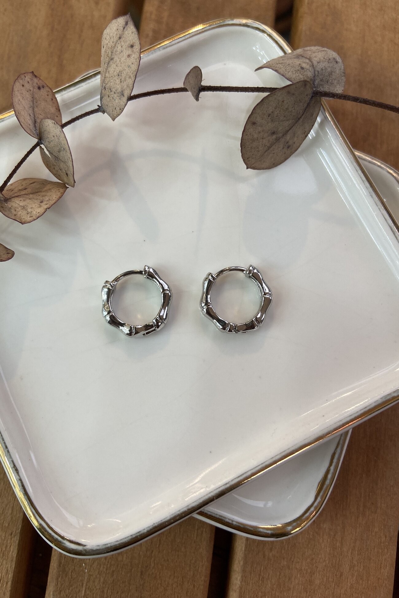 Özel Seri Minimal Kemik Küpe Silver