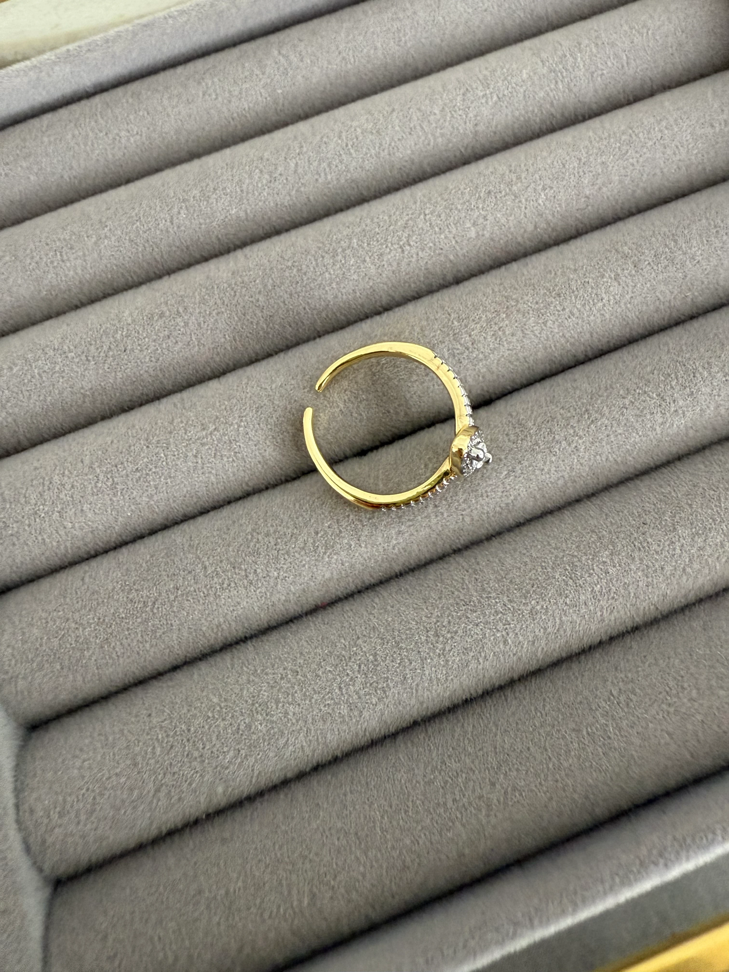 14K Altın Kaplama Badem Taşlı Eskitme Yüzük