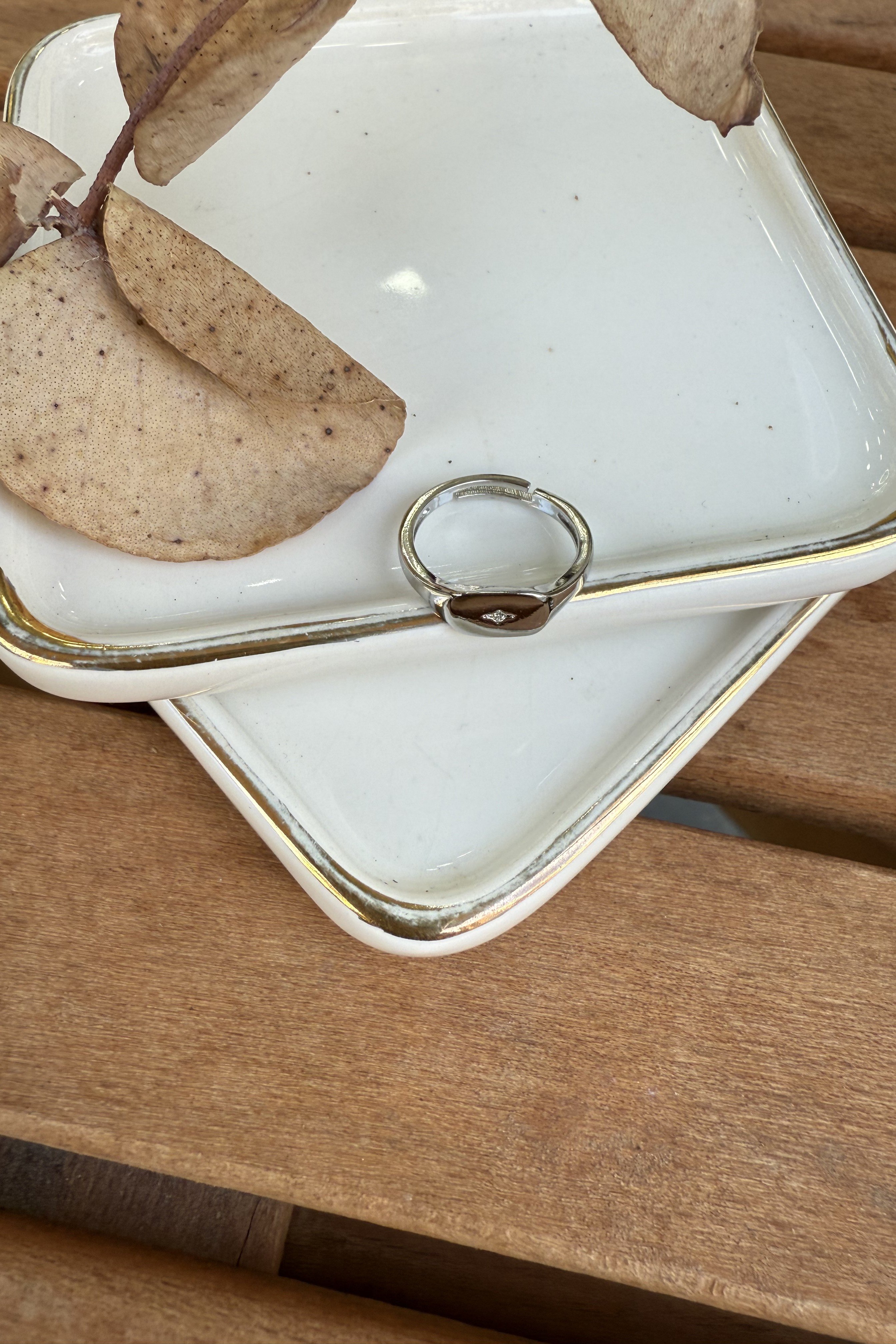14K Altın Kaplama Minimal Serçe Parmak Yüzüğü Silver