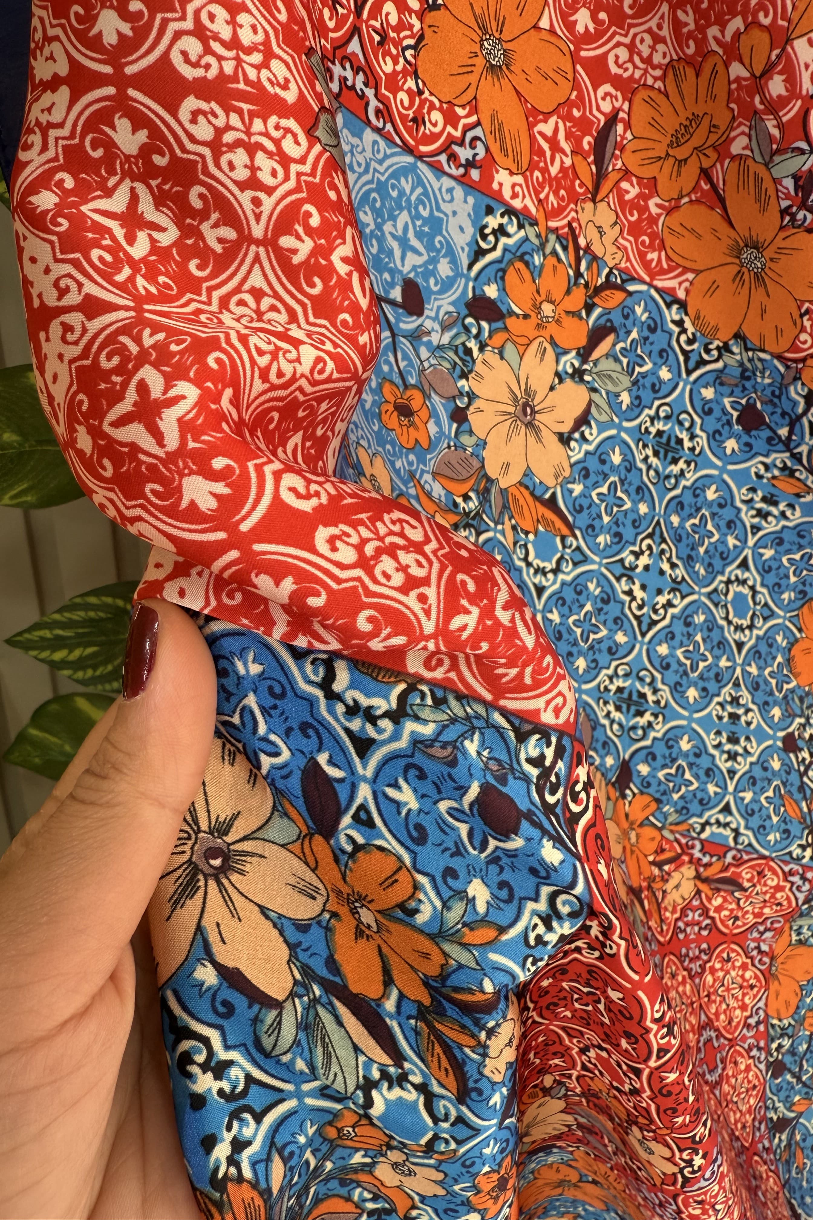 Patchwork Detaylı Fular 90*90cm