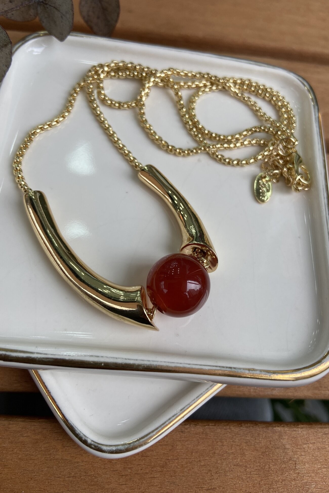 Bordo Top Kenarları Silindir Kolye 66 cm