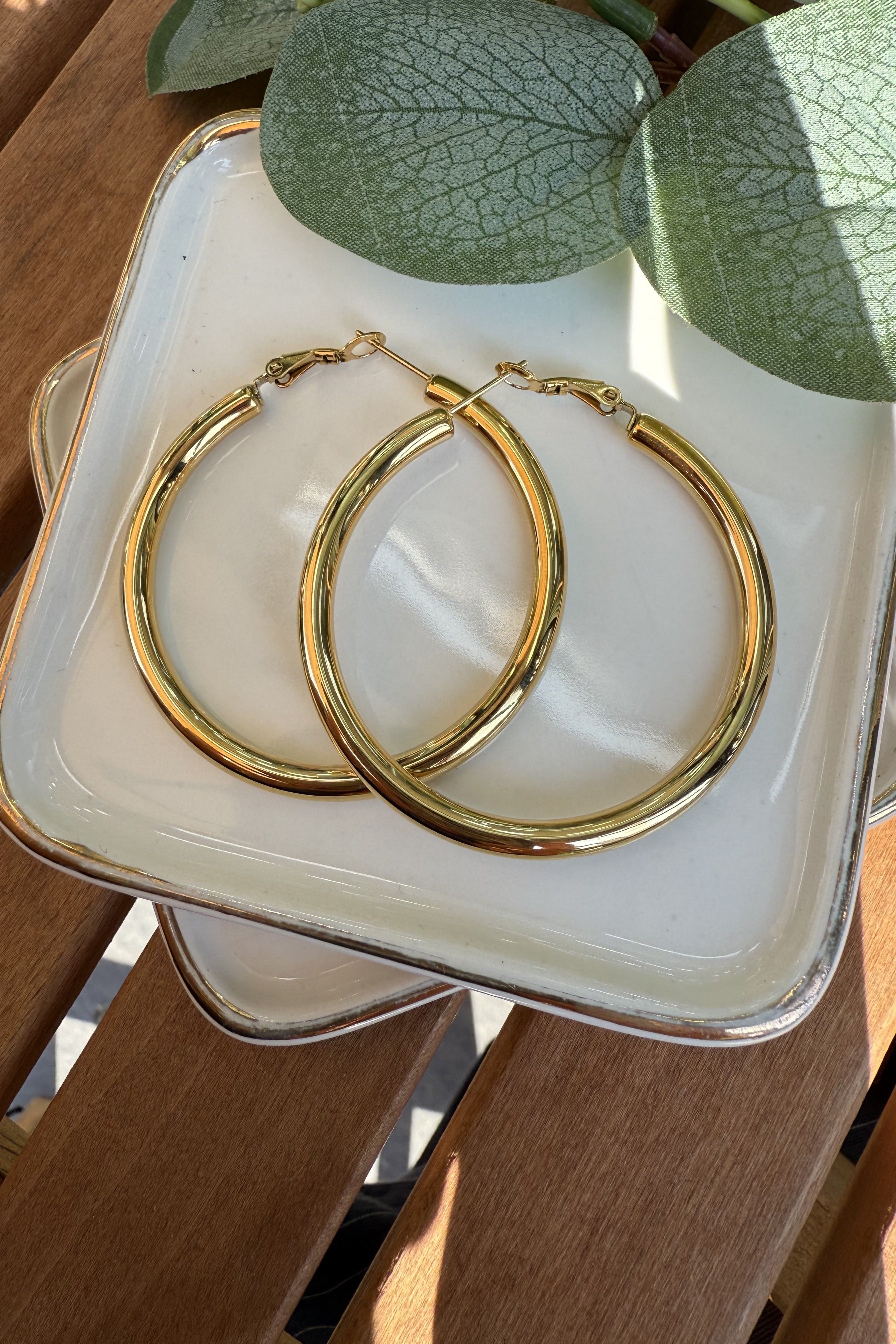 Çelik Halka Küpe Gold (Çap:5cm)