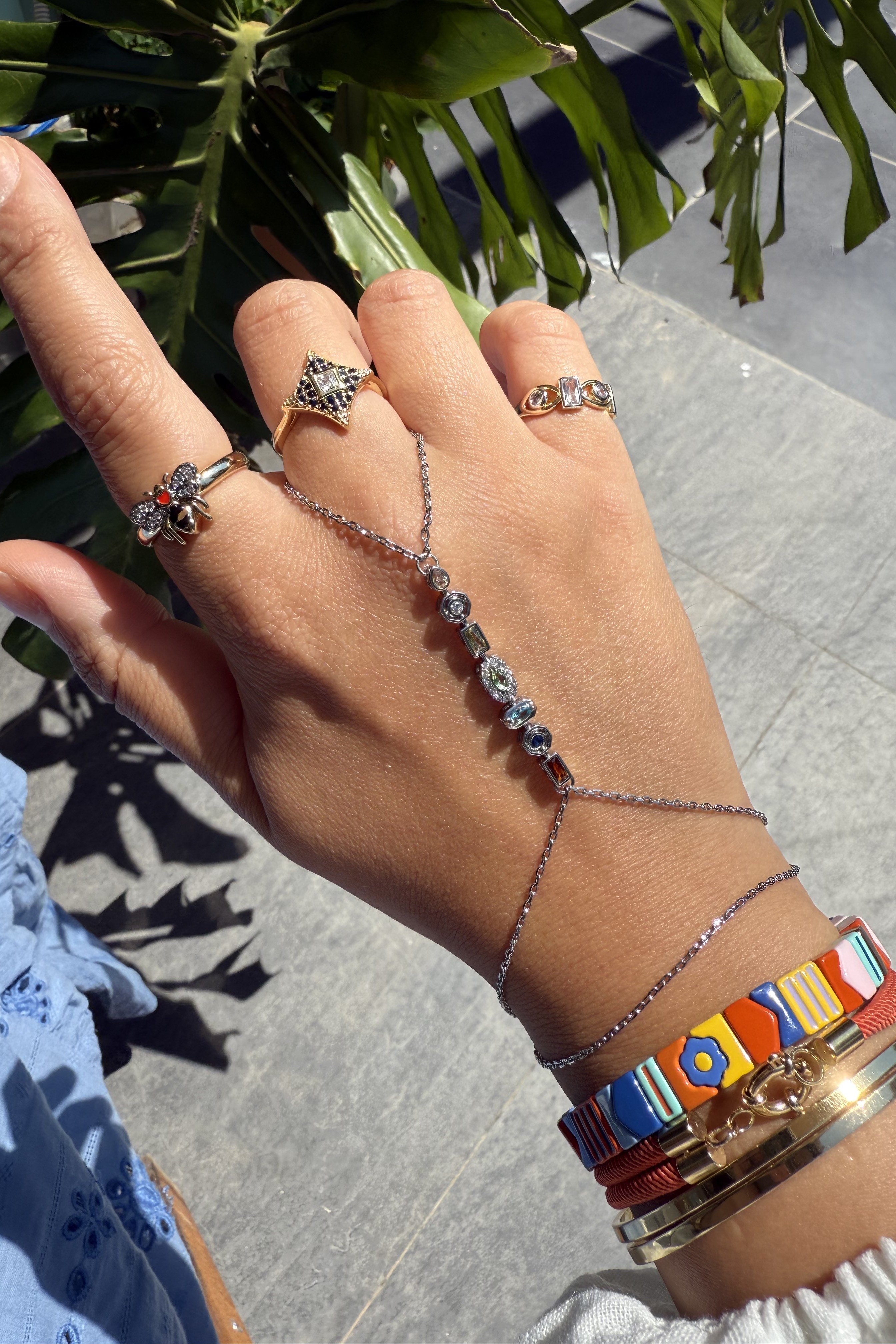 14K Altın Kaplama Renkli Taşlı Şahmeran Silver
