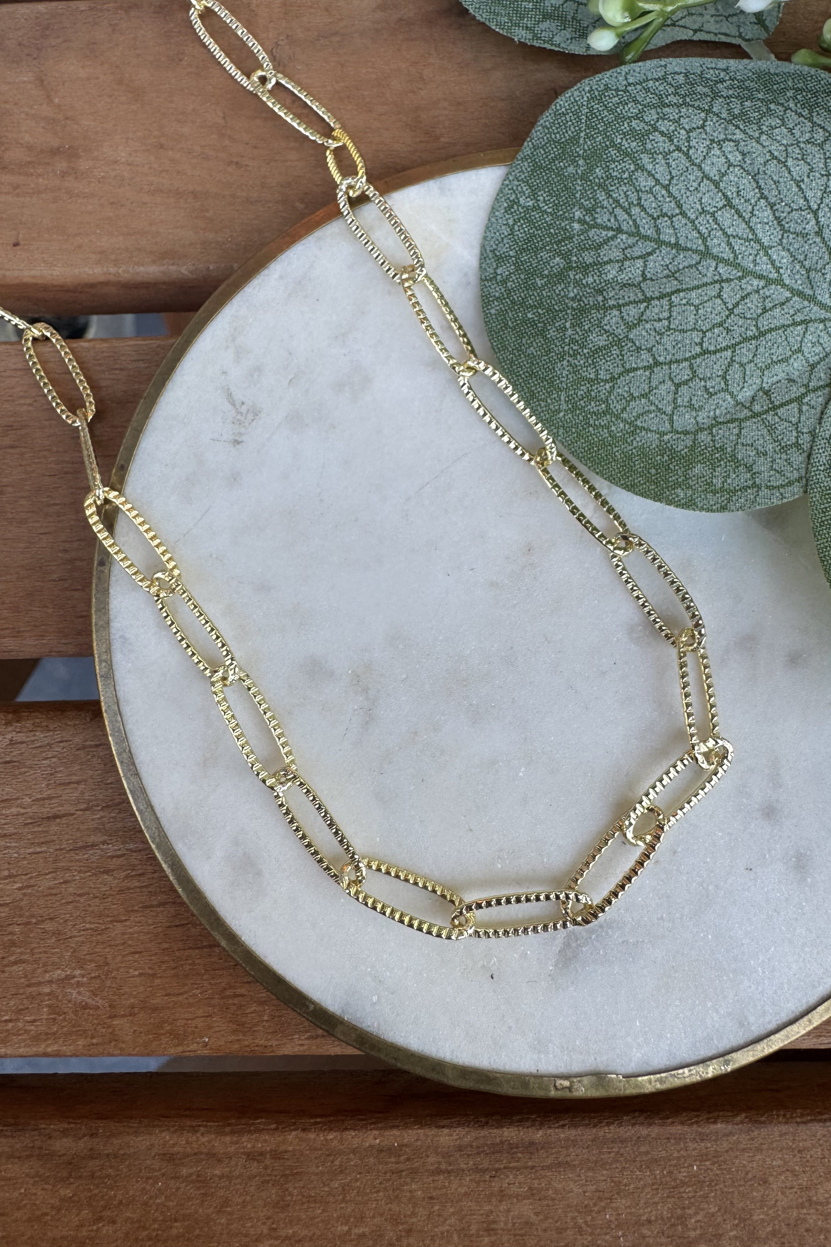 14K Altın Kaplama Ataç Kolye 95cm
