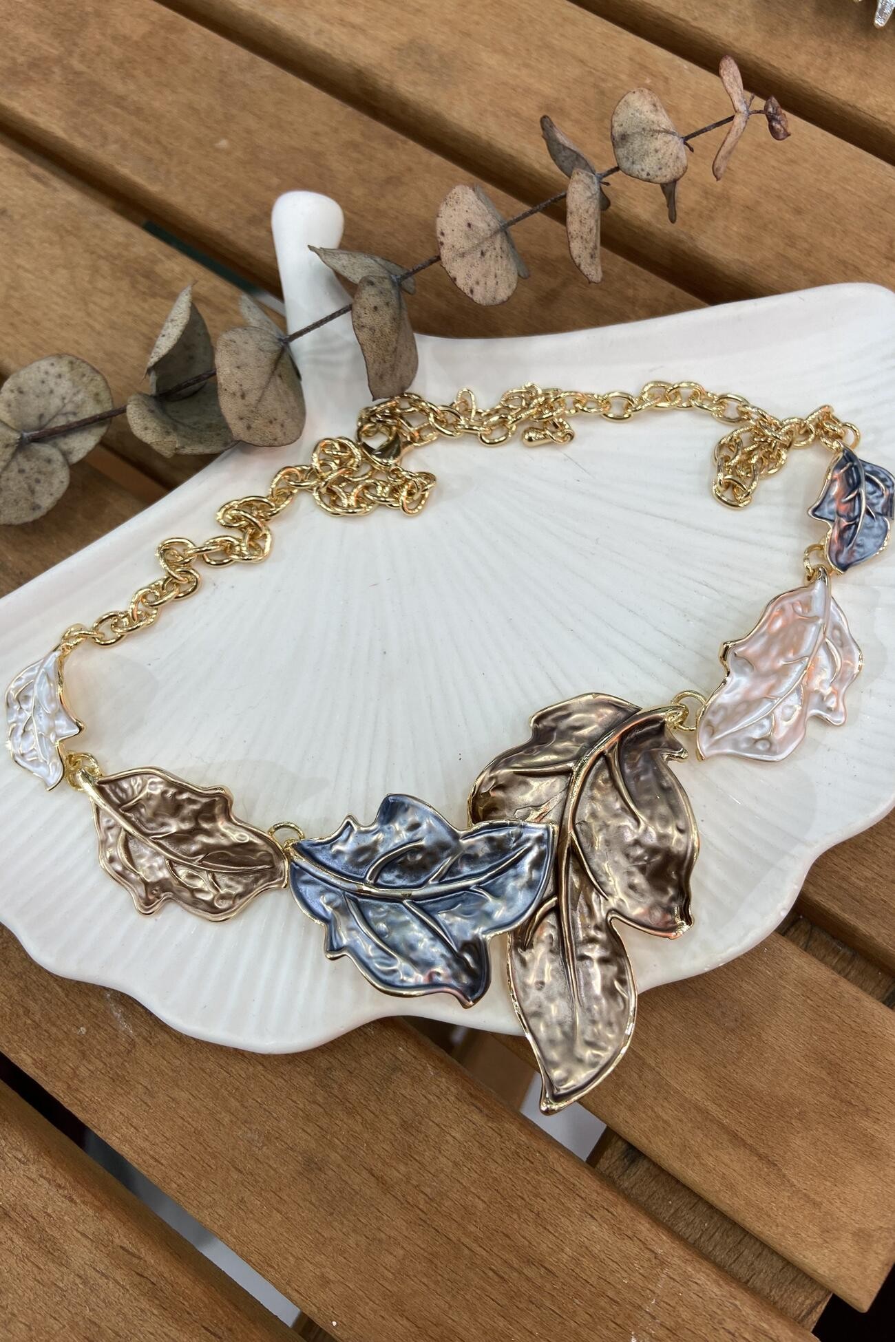 14K Altın Kaplama Floral Serisi Kolye 52 cm